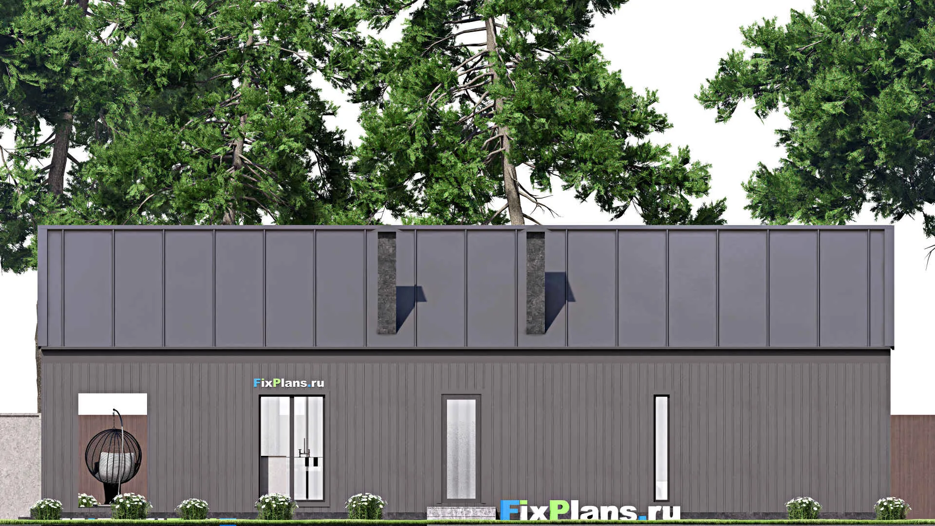 F-12968 - План одноэтажного дома 10 на 19, площадью 150 м² с террасой и 2 спальнями