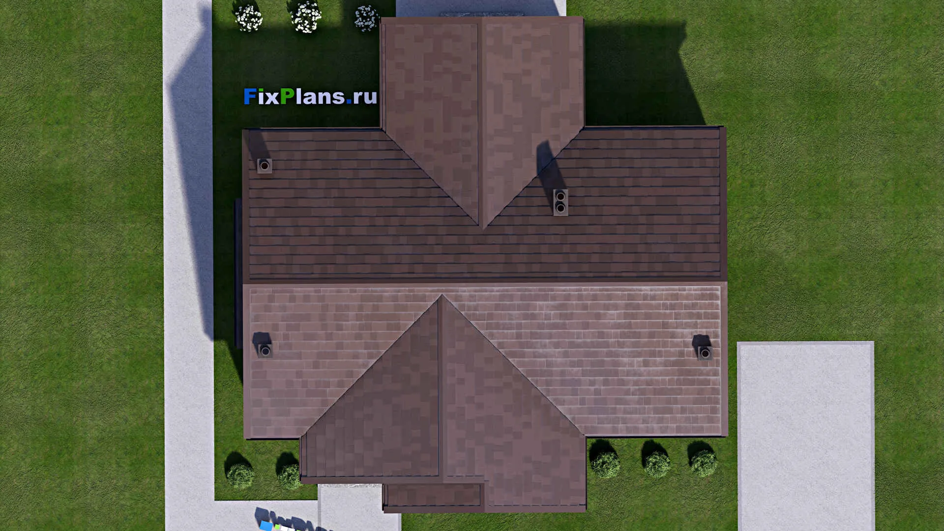 F-16712 - Проект одноэтажного дома 15 на 15, площадью 130 м² с террасой и 2 спальнями