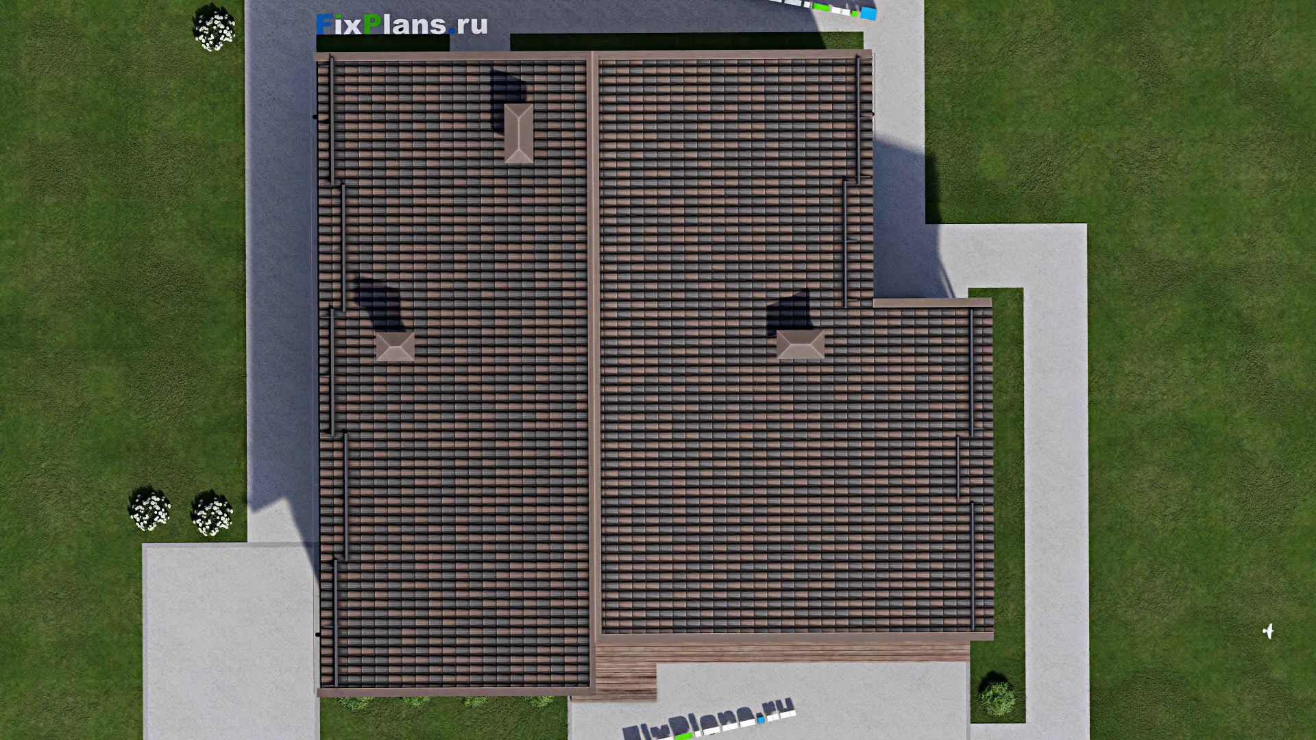 F-8207 - Планы дома с мансардой 12 на 14, площадью 240 м² с террасой и 1 спальнями