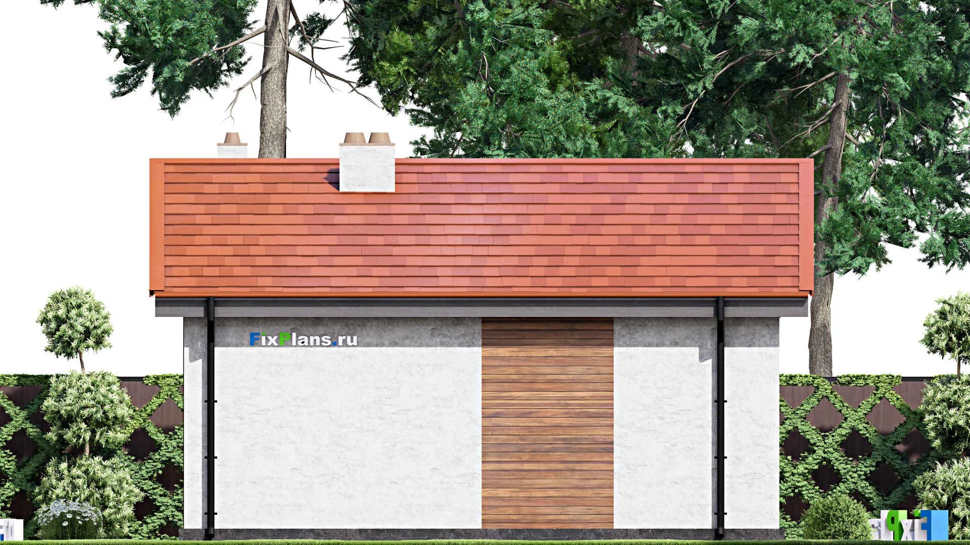 F-14966 - Проект бани 9 на 10, площадью 60 м² с комнатой отдыха, терассой и санузлом