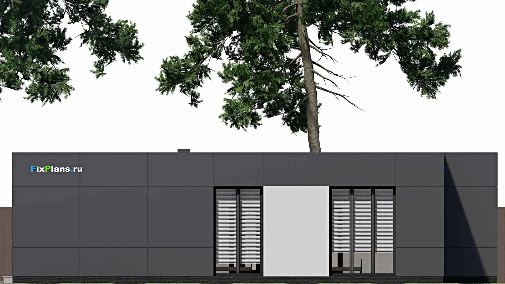 F-1043 - Проект одноэтажного дома 12 на 15, площадью 130 м² с террасой и 3 спальнями