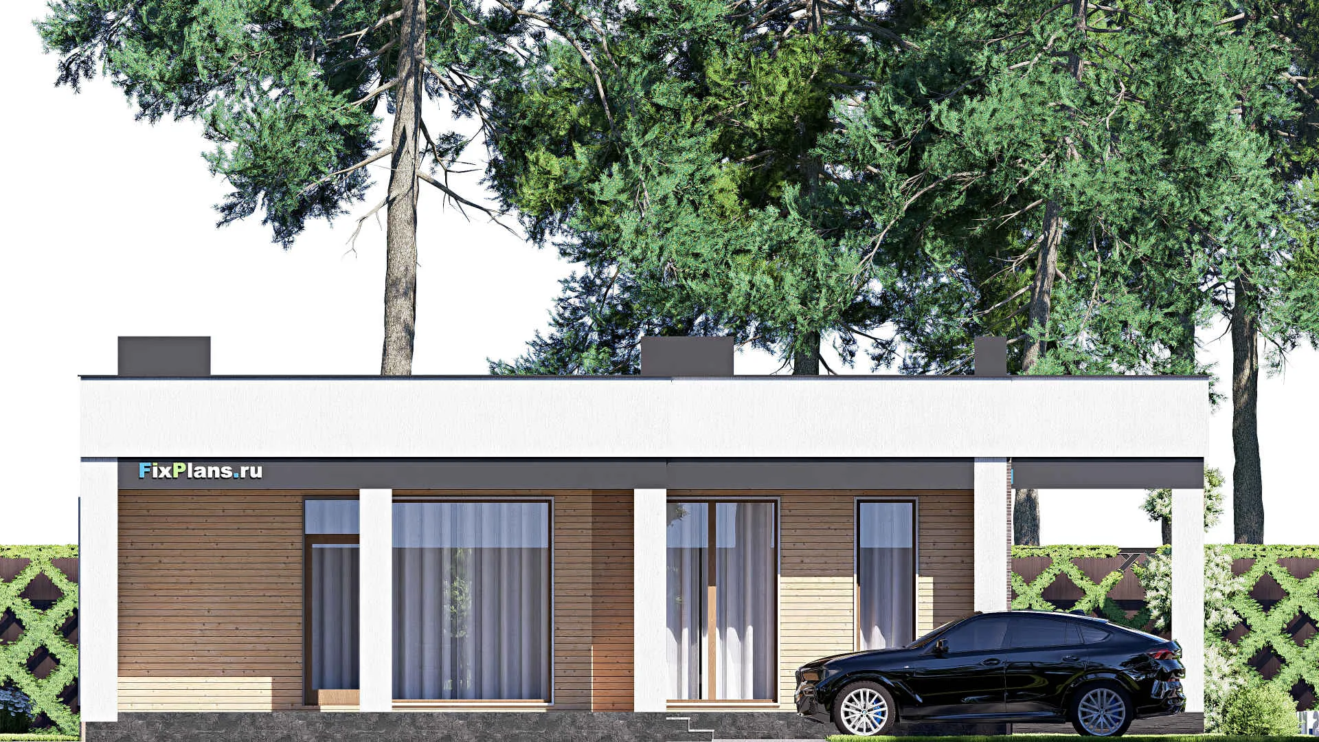 F-18791 - Проект одноэтажного дома 14 на 19, площадью 180 м² с террасой и 3 спальнями