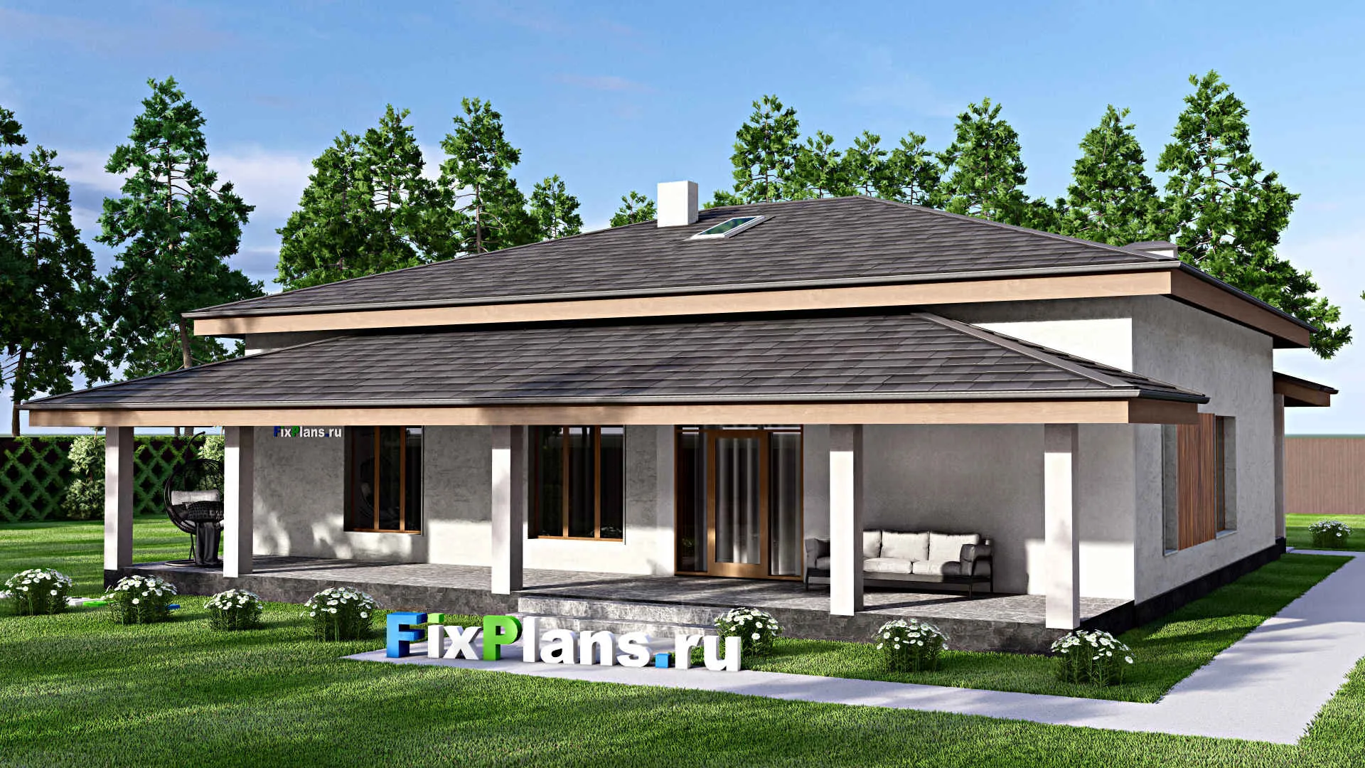 F-14237 - Проект дома с мансардой 16 на 17, площадью 280 м² с террасой и 3 спальнями