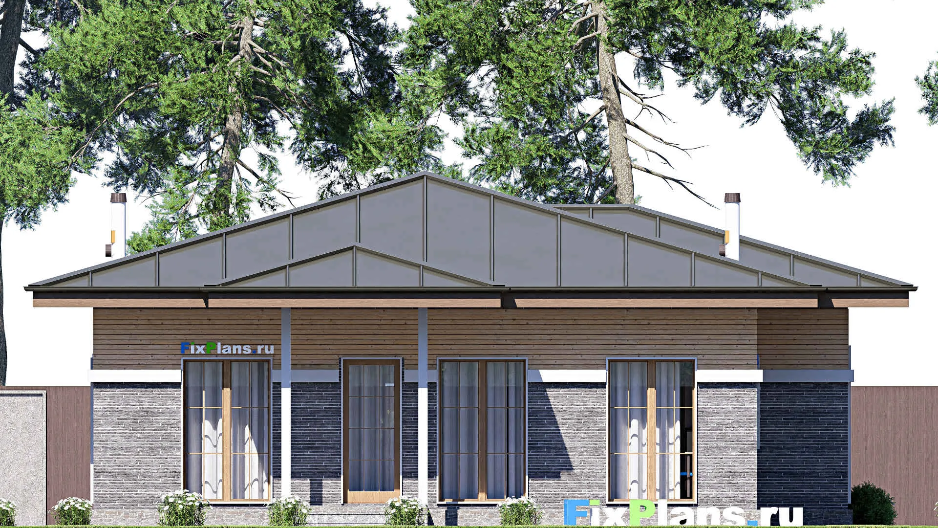 F-20843 - Проект одноэтажного дома 13 на 18, площадью 160 м² с 3 спальнями