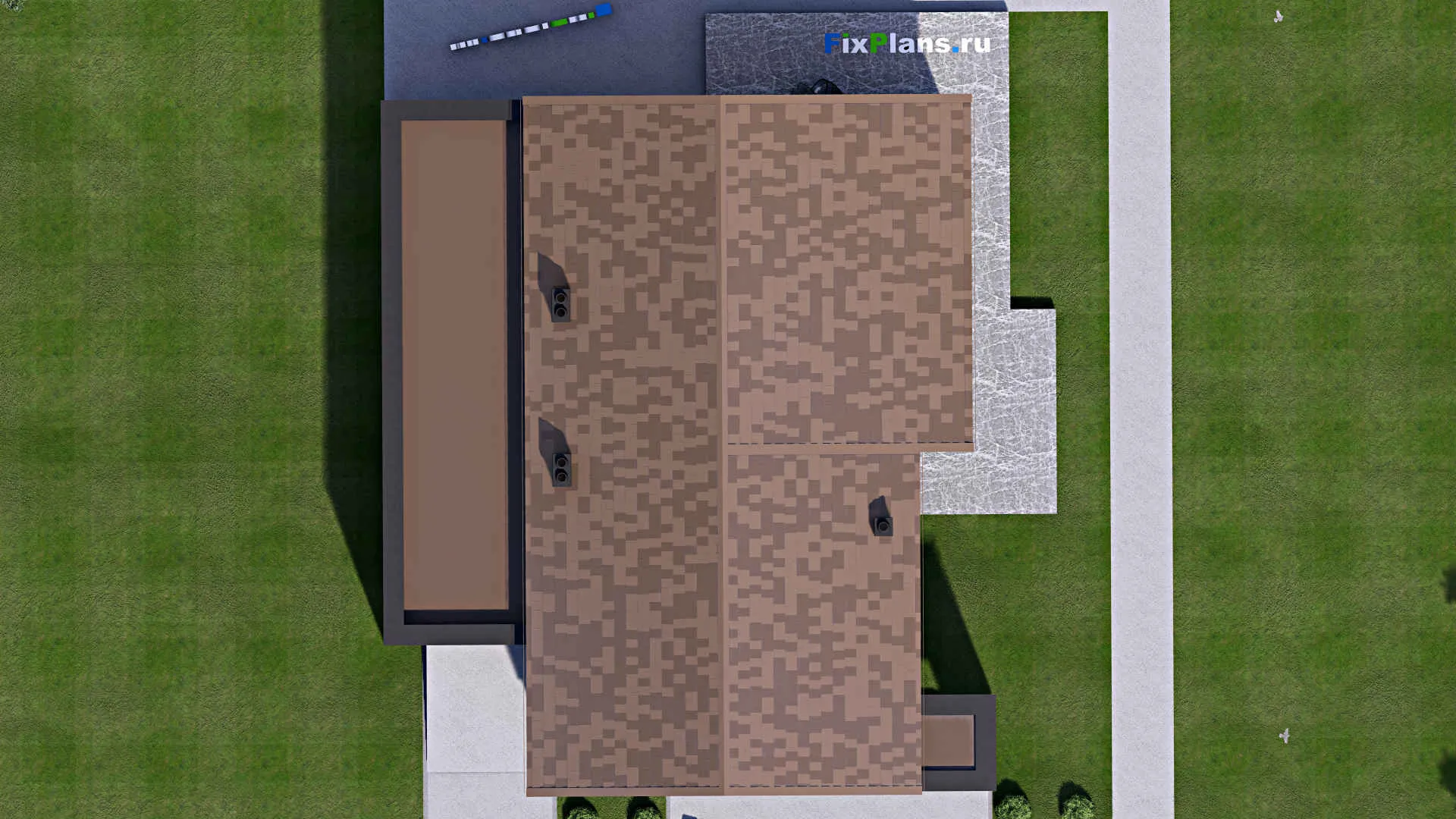 F-15812 - Проект дома с мансардой 17 на 19, площадью 300 м² с террасой, балконом, гаражом на 1 машину и 3 спальнями