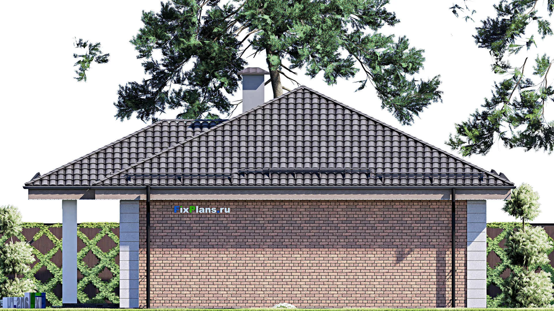 F-12437 - План одноэтажного дома 12 на 12, площадью 100 м² с 3 спальнями