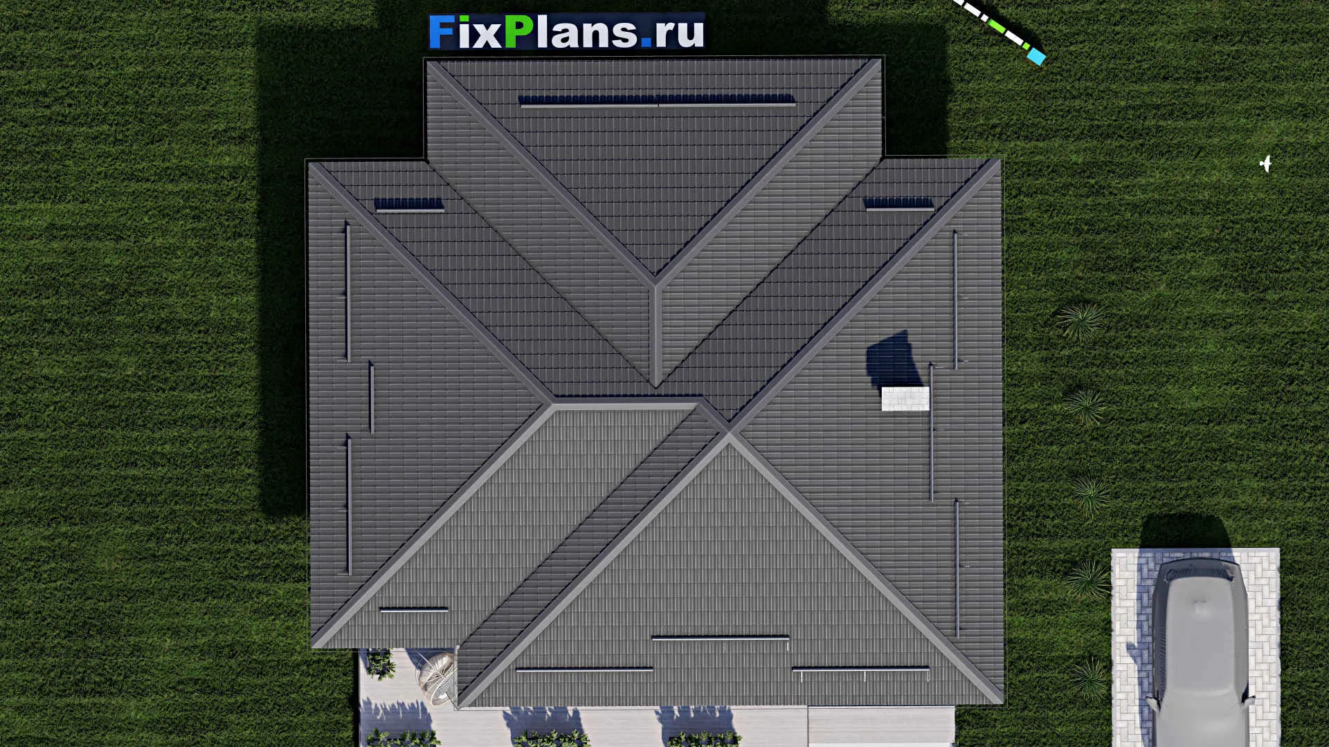 F-0125 - Проект одноэтажного дома 13 на 15, площадью 140 м² с террасой и 3 спальнями
