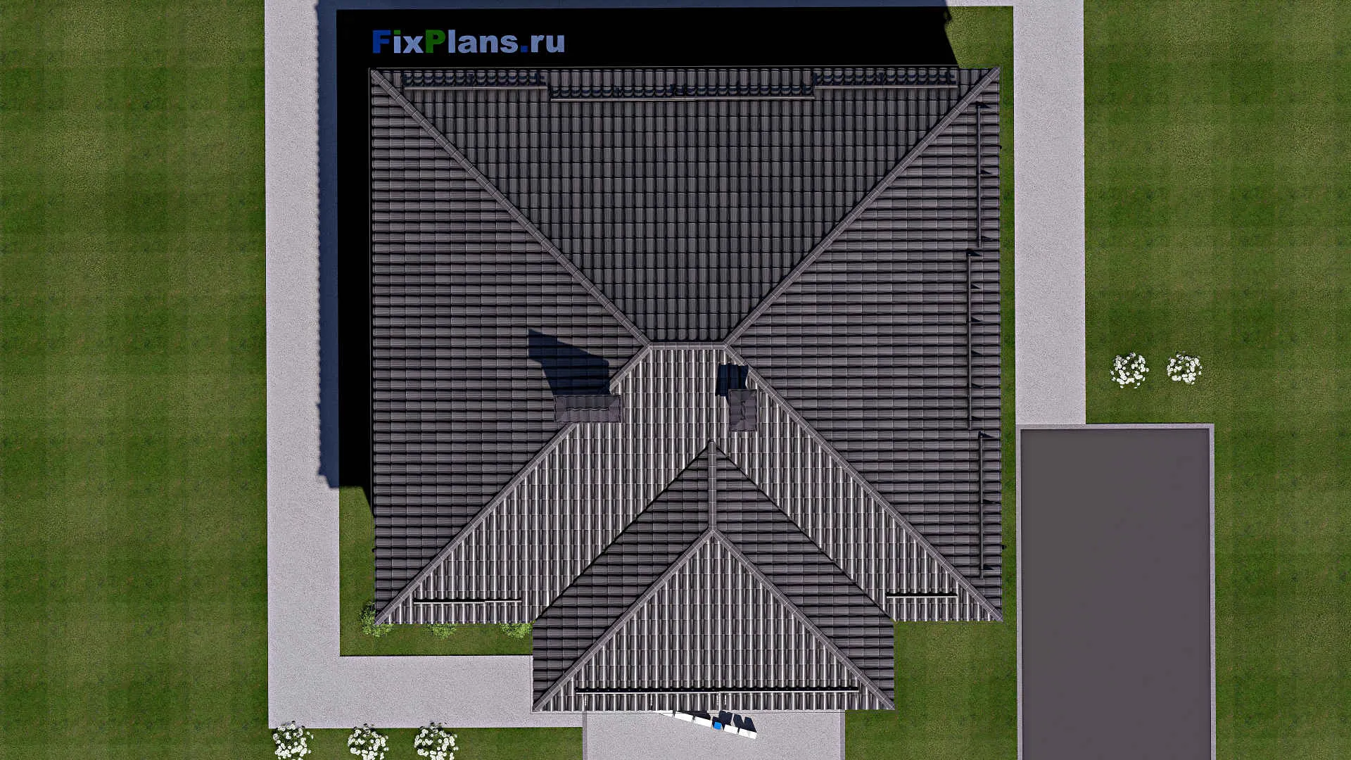 F-12437 - План одноэтажного дома 12 на 12, площадью 100 м² с 3 спальнями