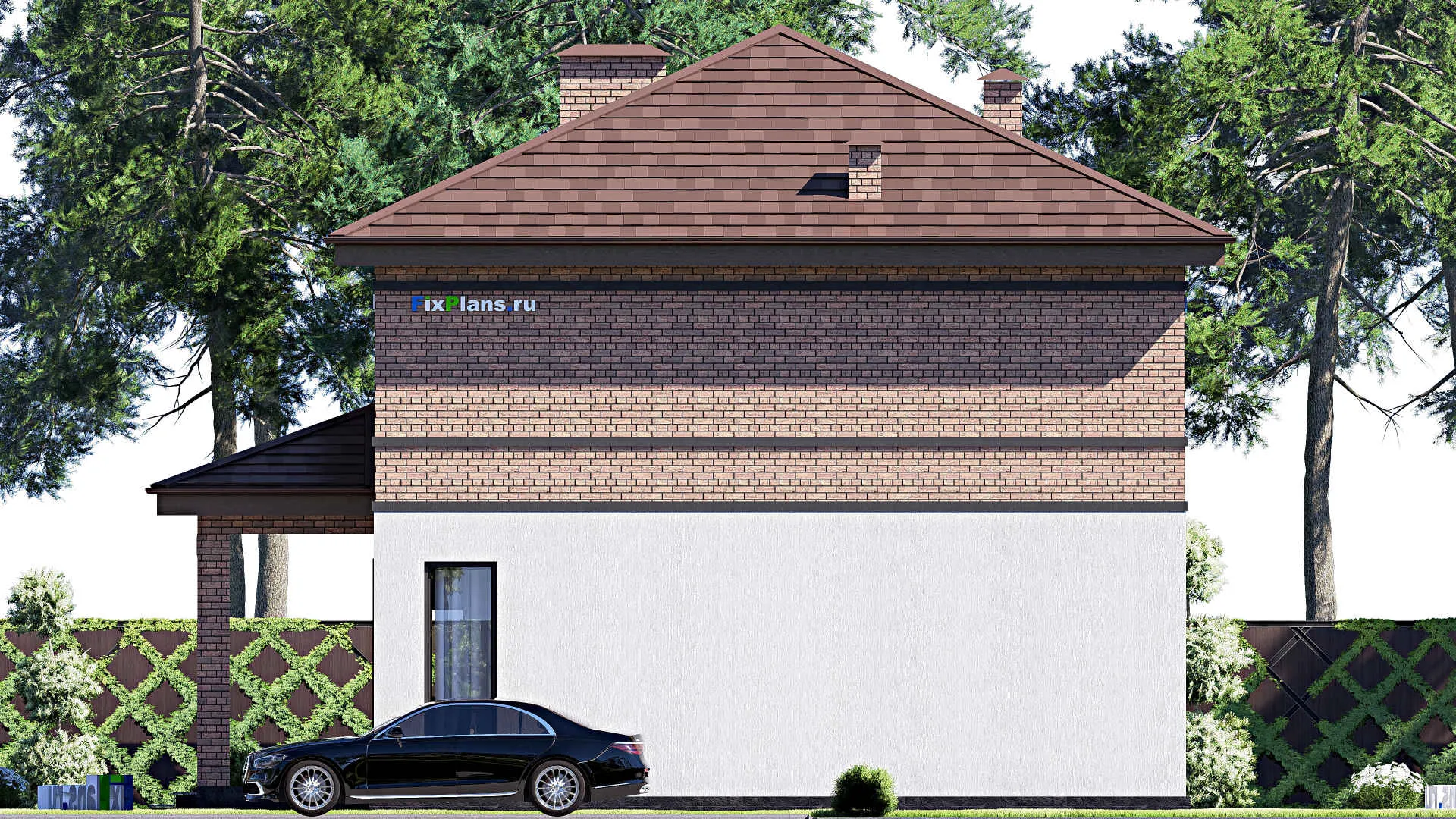 F-17675 - Планы двухэтажного дома 13 на 14, площадью 200 м² с террасой, балконом и 4 спальнями