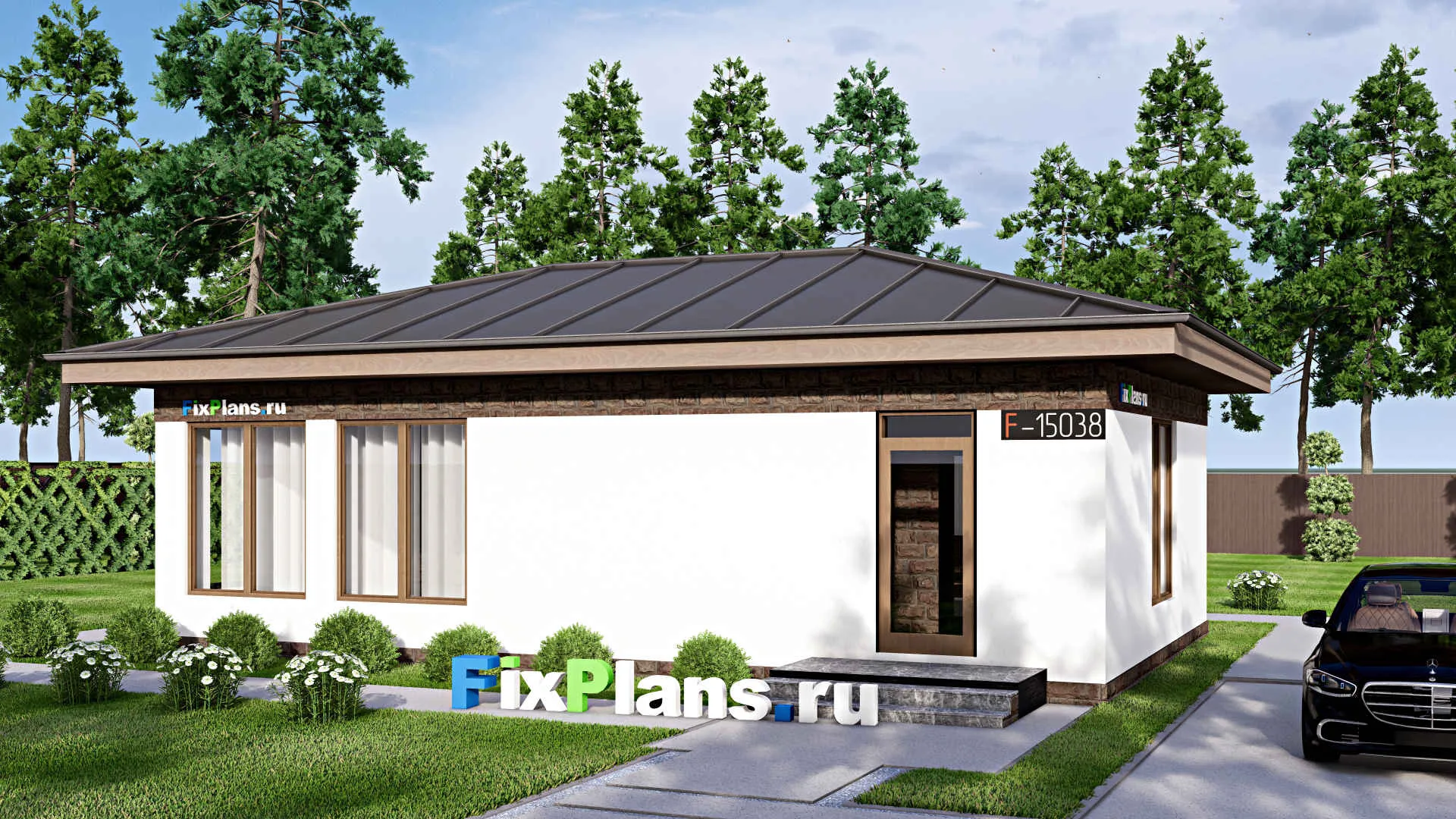 F-15038 - Проект бани 9 на 12, площадью 70 м² с комнатой отдыха, бассейном и санузлом