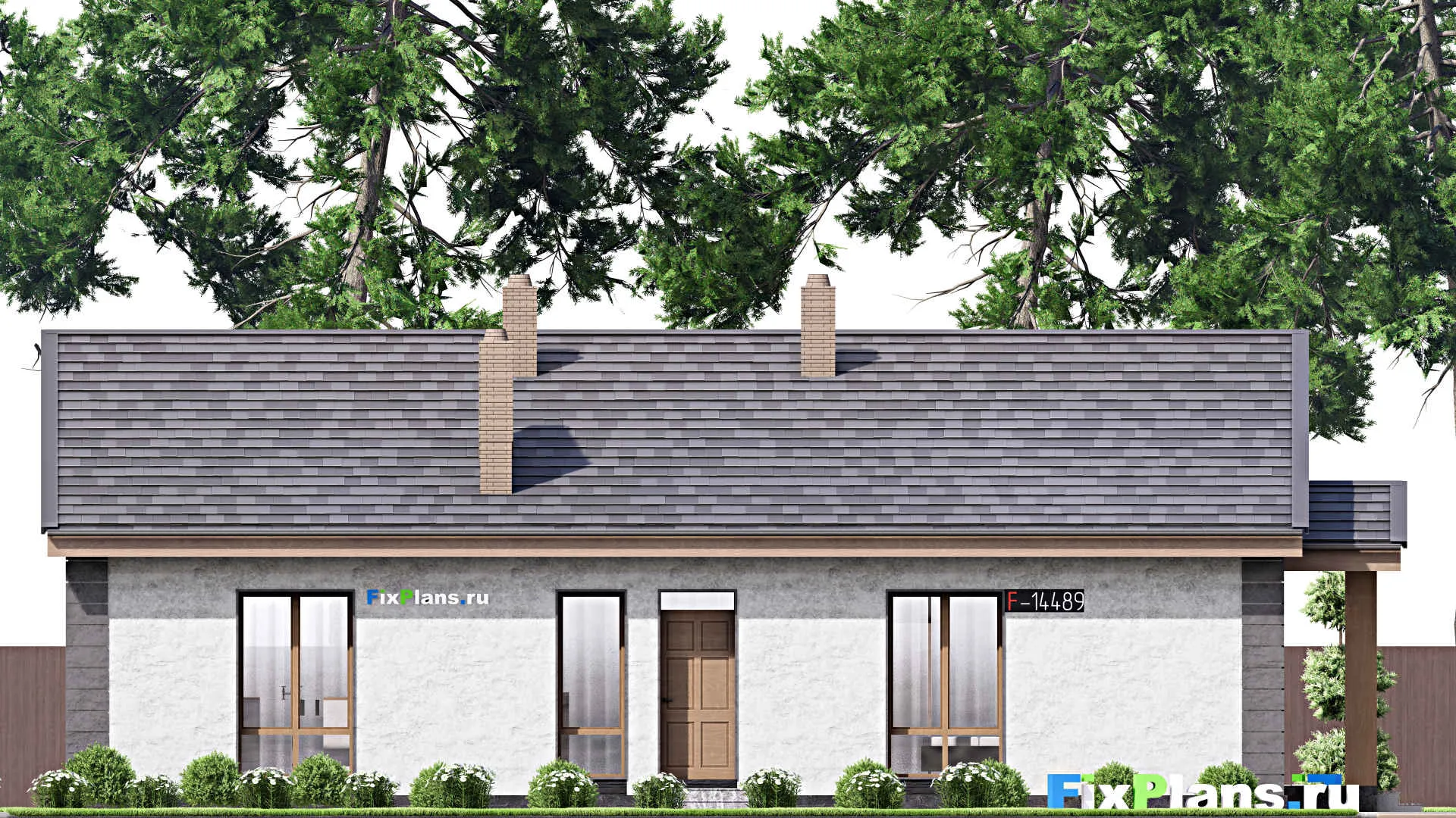 F-14489 - Проект одноэтажного дома 13 на 16, площадью 160 м² с 4 спальнями