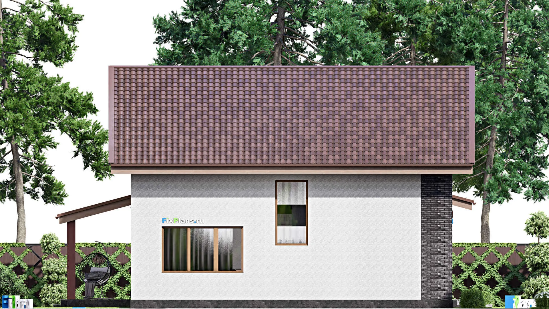 F-15848 - Проект дома с мансардой 16 на 22, площадью 340 м² с террасой и 6 спальнями