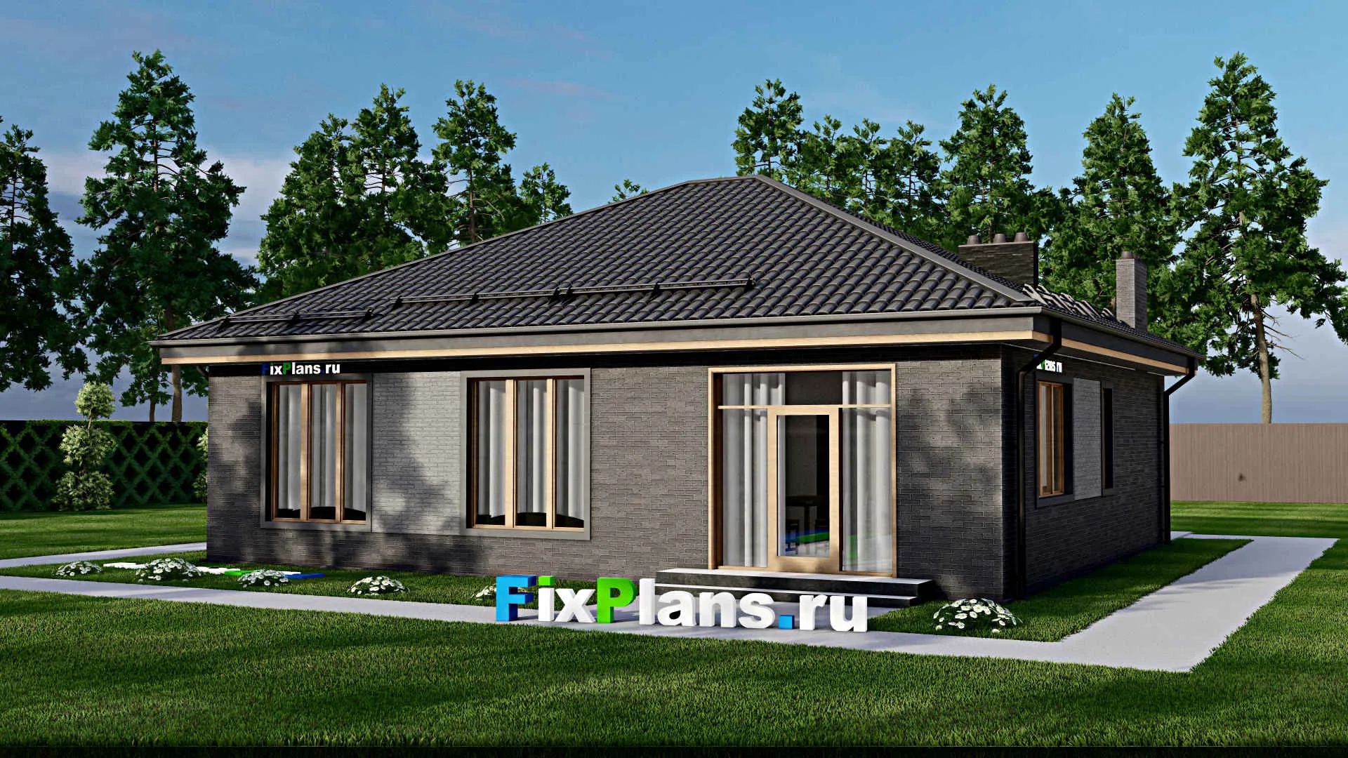 F-3977 - План одноэтажного дома 12 на 13, площадью 130 м² с 4 спальнями