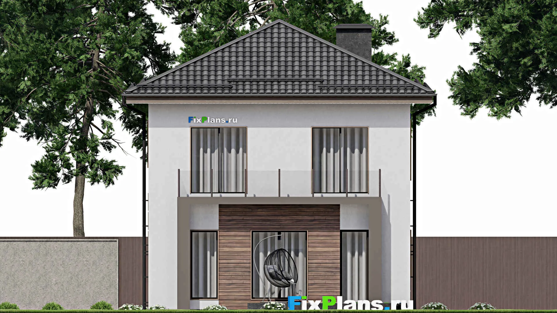 F-7253 - Проект двухэтажного дома 9 на 13, площадью 140 м² с террасой, балконом и 4 спальнями