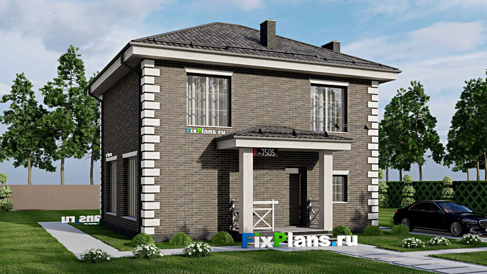 F-7505 - Проект двухэтажного дома 9 на 11, площадью 130 м² с 3 спальнями
