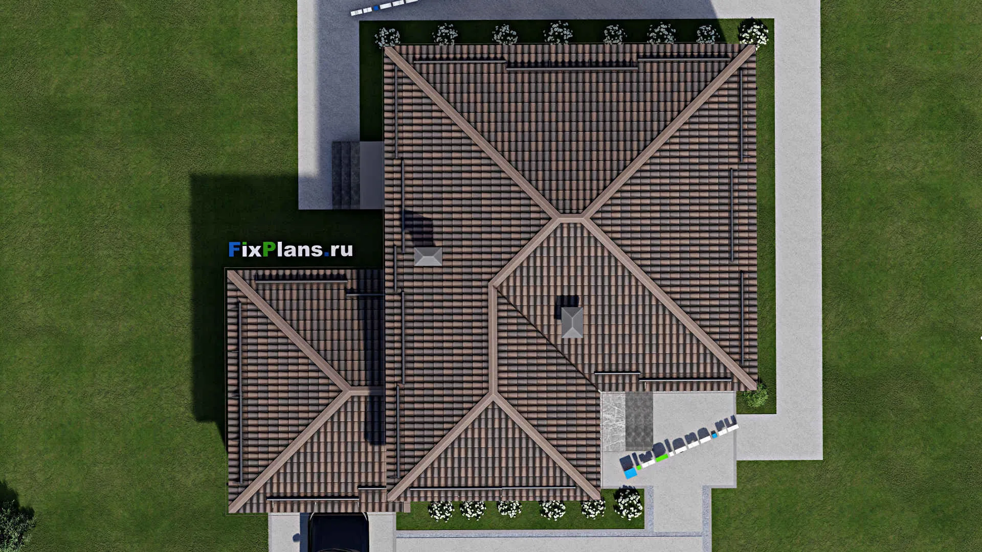 F-7568 - Проект двухэтажного дома 14 на 16, площадью 230 м² с балконом, гаражом на 1 машину и 3 спальнями