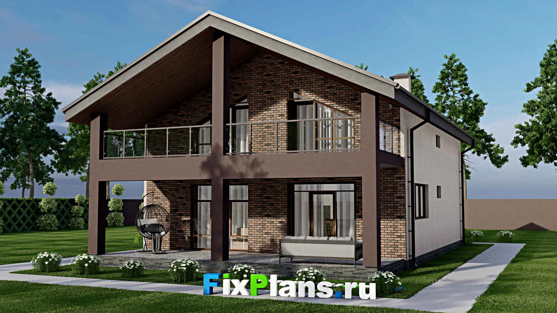 F-10421 - Проект дома с мансардой 11 на 16, площадью 250 м² с 4 спальнями