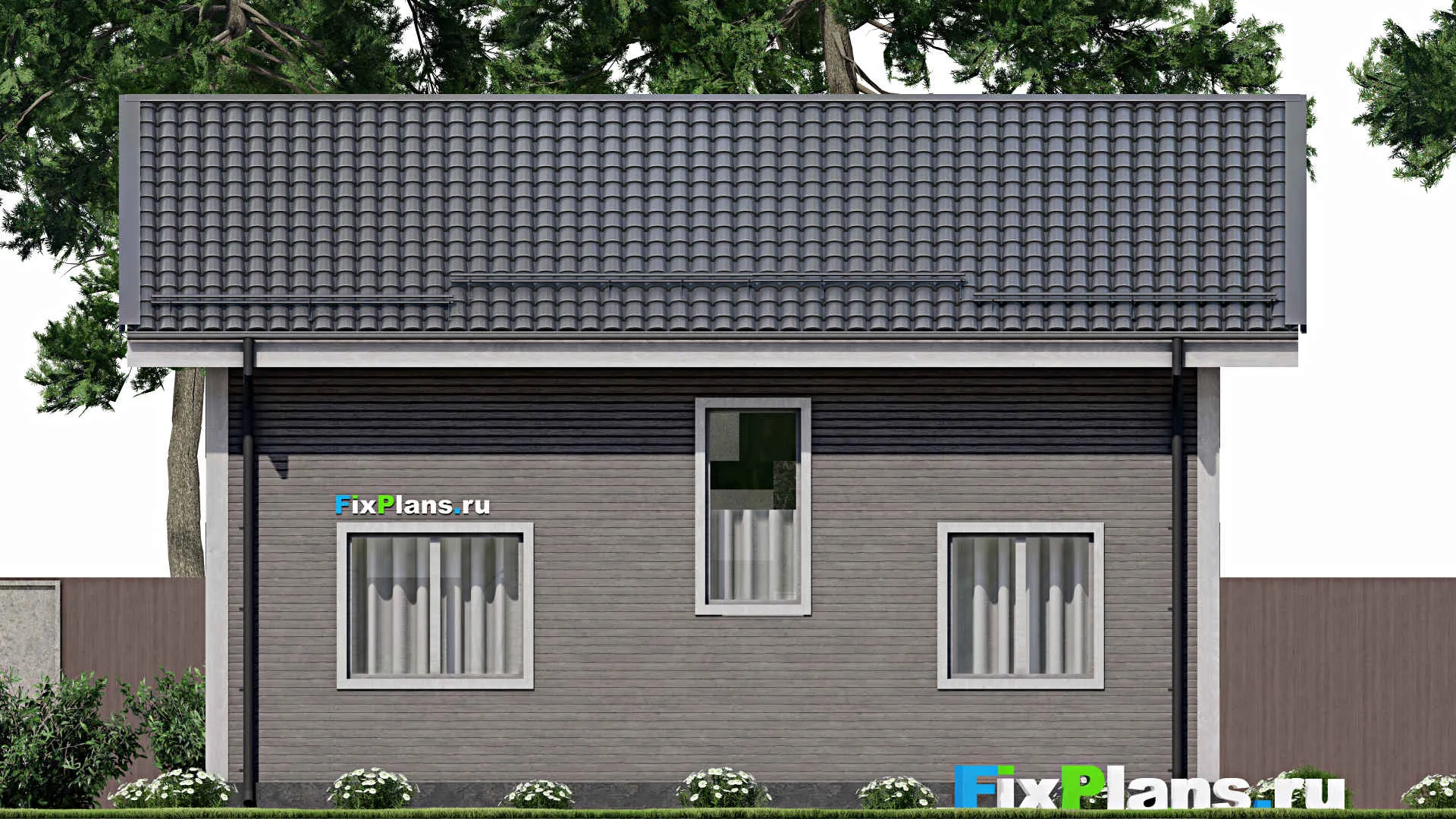 F-4904 - Проект дома с мансардой 8 на 10, площадью 130 м² с террасой и 4 спальнями