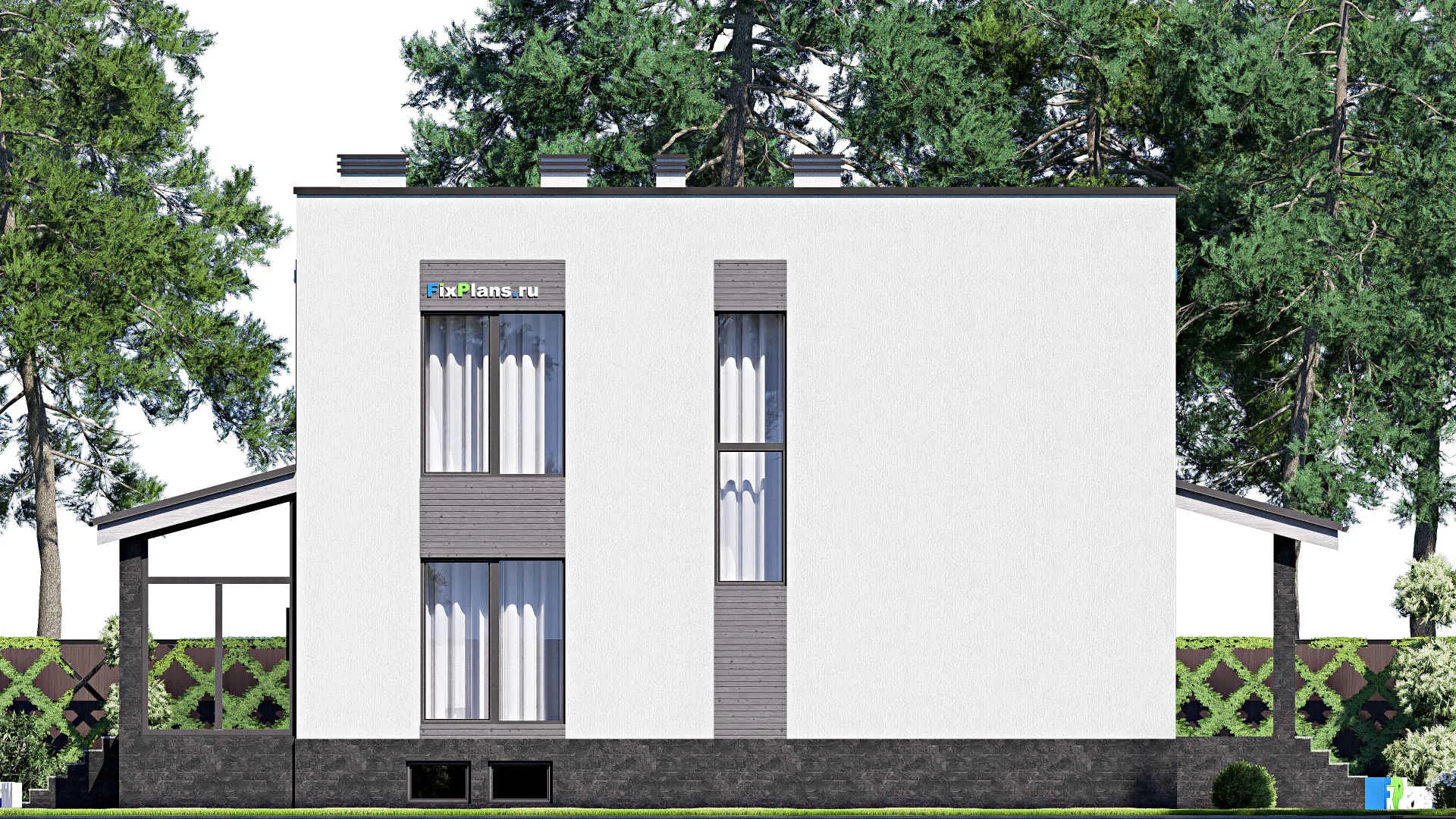 F-18188 - Проект двухэтажного дома 10 на 17, площадью 240 м² с террасой, цокольным этажом и 3 спальнями