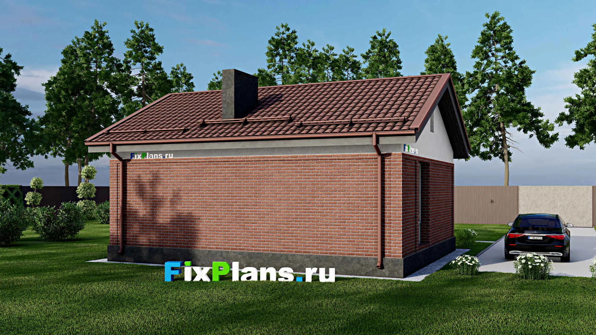 F-2267 - Проект одноэтажного дома 8 на 10, площадью 60 м² с 2 спальнями