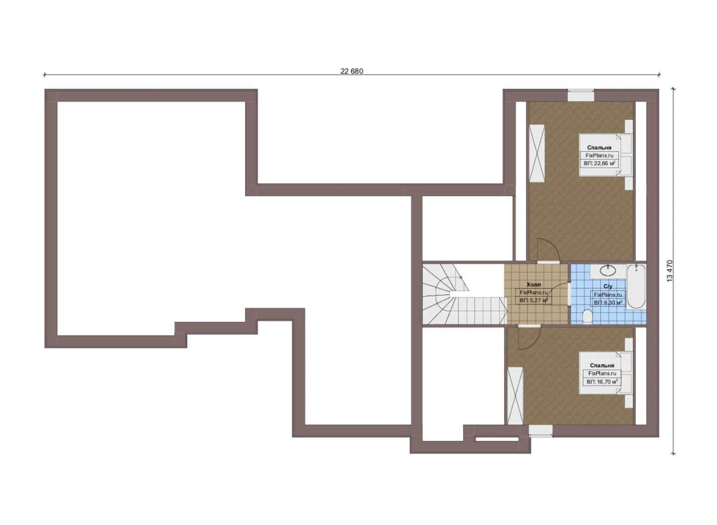 F-17288 - Планы дома с мансардой 15 на 23, площадью 260 м² с террасой, гаражом на 2 машины и 3 спальнями