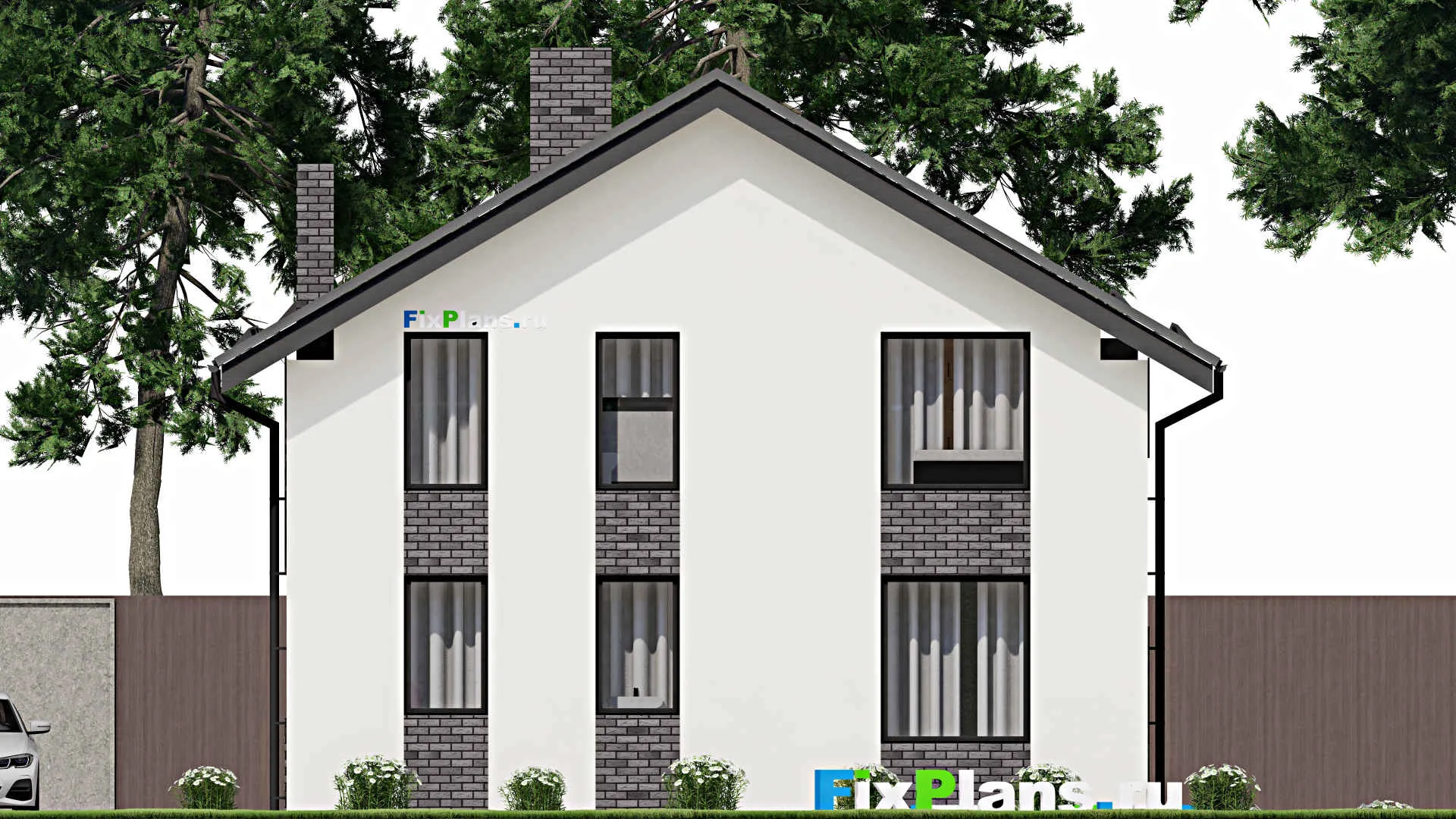 F-4076 - Проект дома с мансардой 10 на 12, площадью 160 м² с террасой, балконом и 4 спальнями