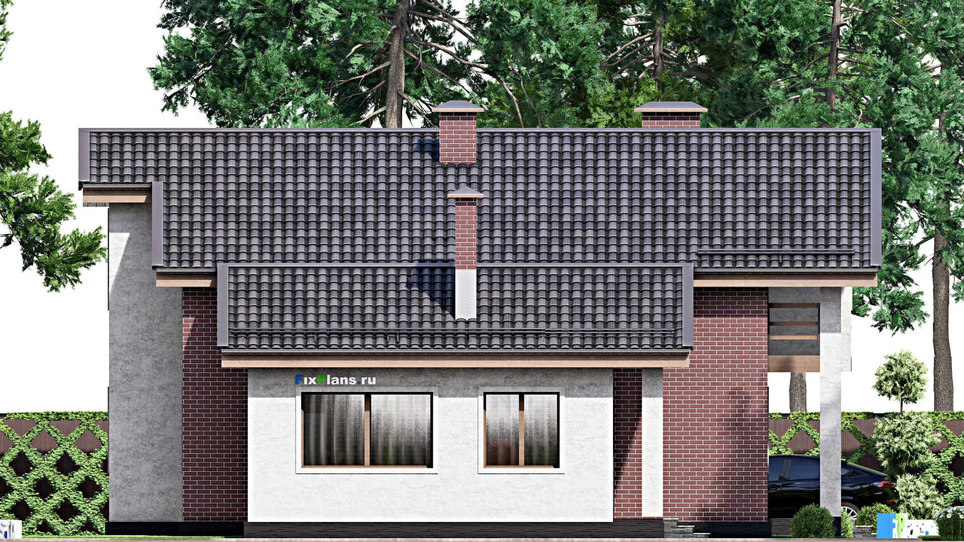 F-9800 - Планы дома с мансардой 14 на 17, площадью 220 м² с балконом и 4 спальнями