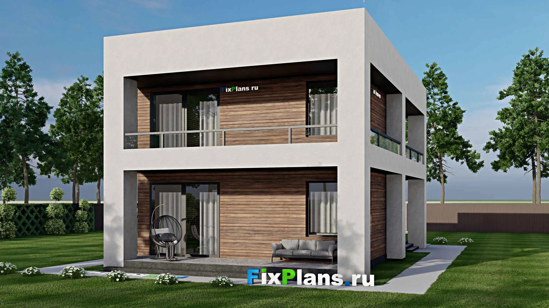 F-6290 - Проект двухэтажного дома 11 на 16, площадью 230 м² с террасой, балконом и 3 спальнями