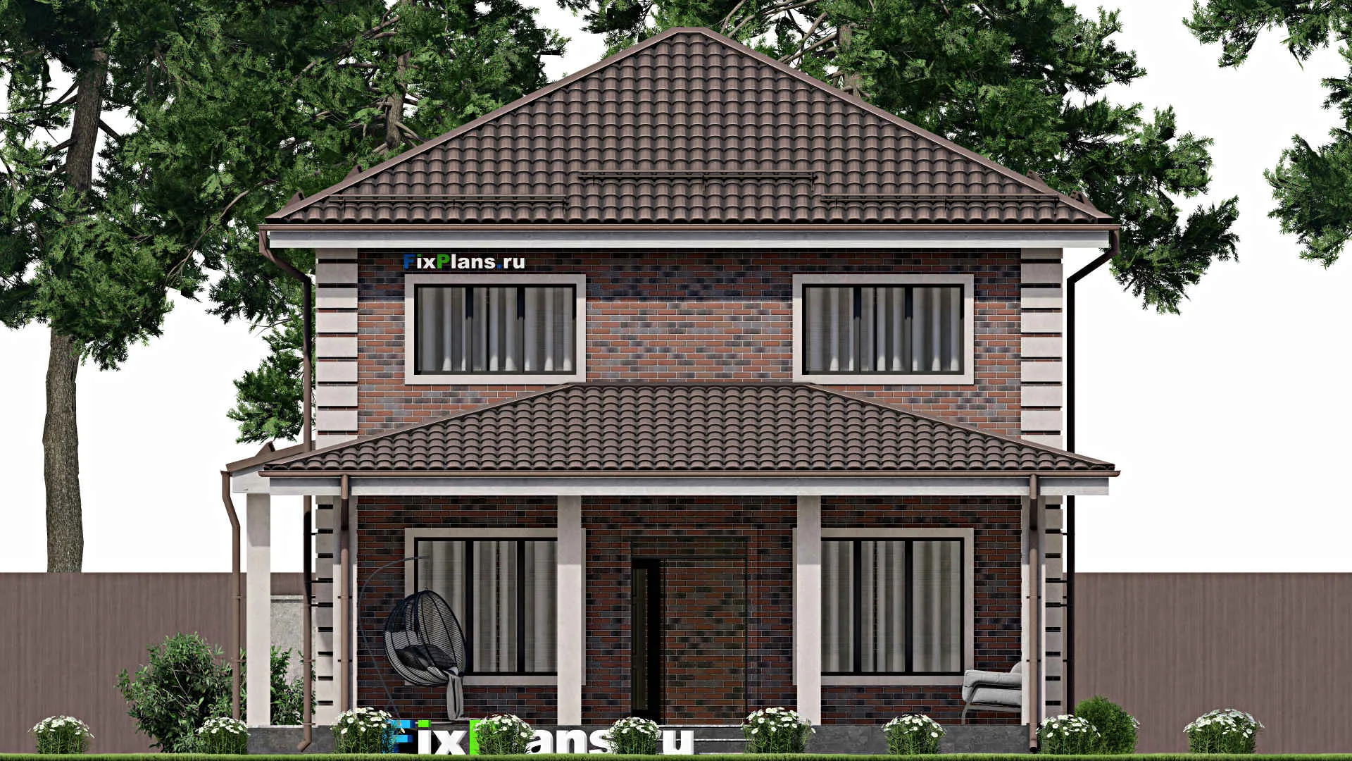 F-2312 - Проект двухэтажного дома 10 на 11, площадью 160 м² с террасой и 4 спальнями