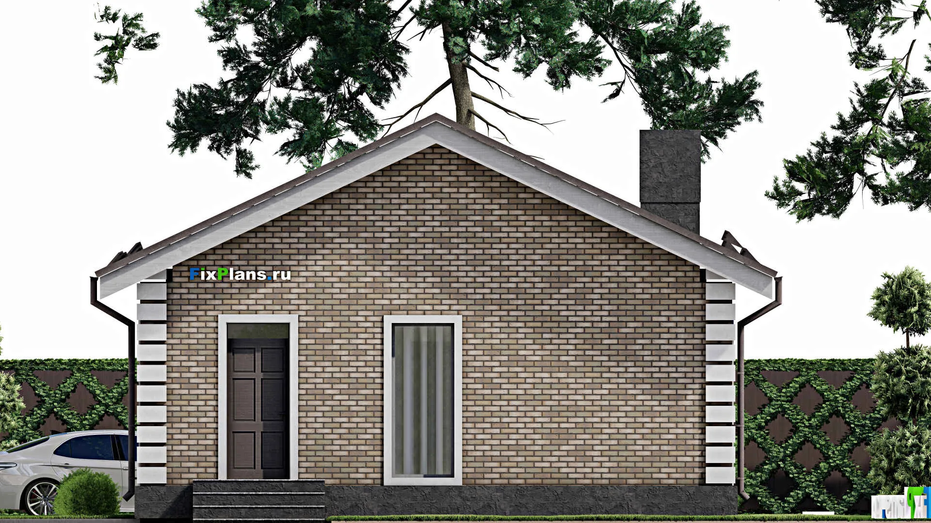 F-5381 - План одноэтажного дома 9 на 14, площадью 100 м² с 3 спальнями