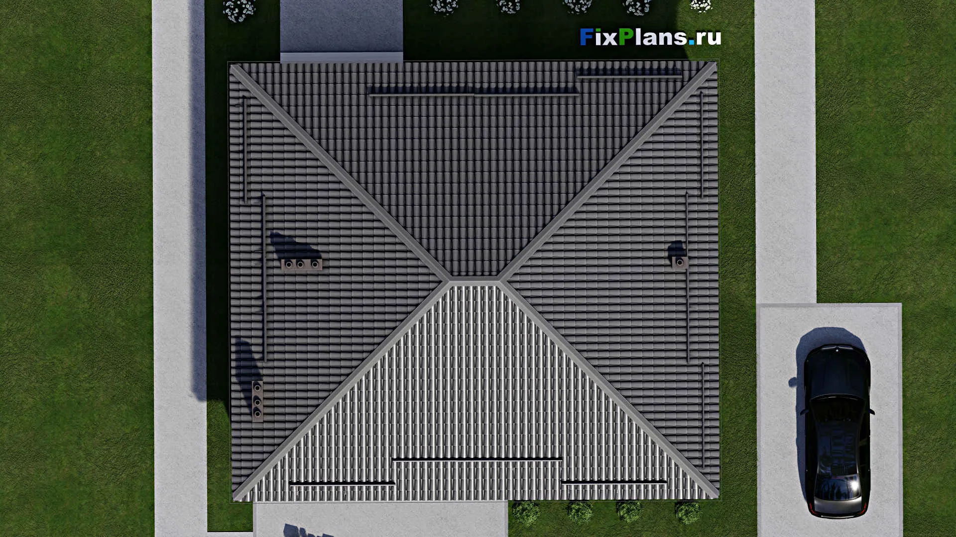 F-3977 - План одноэтажного дома 12 на 13, площадью 130 м² с 4 спальнями