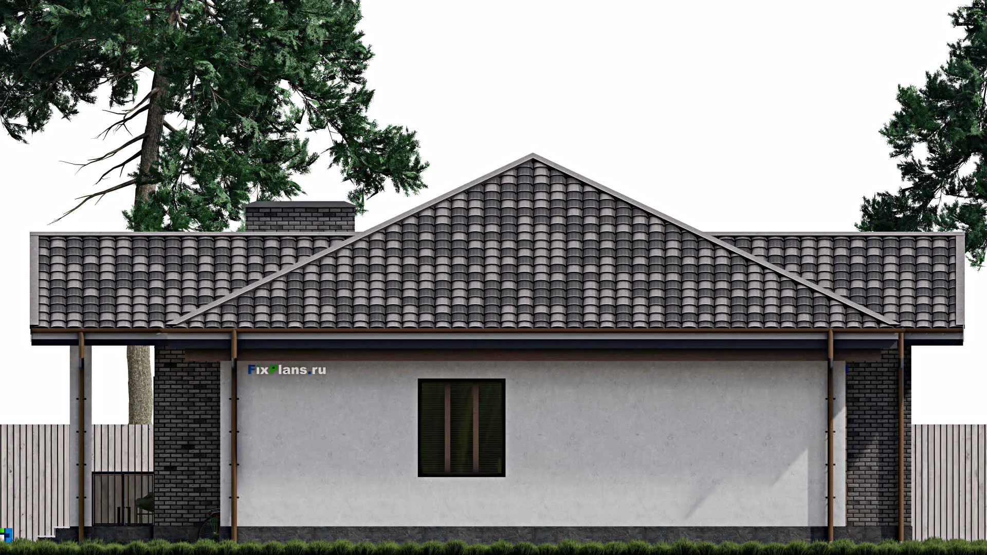 F-0467 - План одноэтажного дома 14 на 14, площадью 190 м² с террасой и 5 спальнями