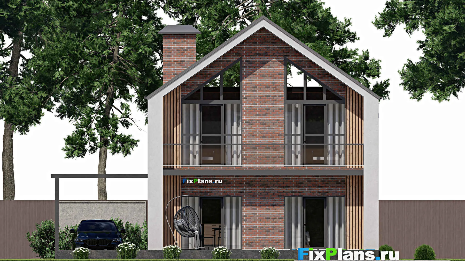 F-2861 - Проект дома с мансардой 9 на 14, площадью 220 м² с террасой, балконом и 4 спальнями