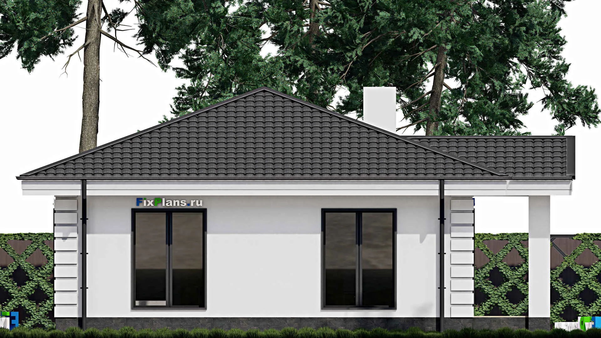 F-0728 - Проект одноэтажного дома 10 на 12, площадью 90 м² с 2 спальнями