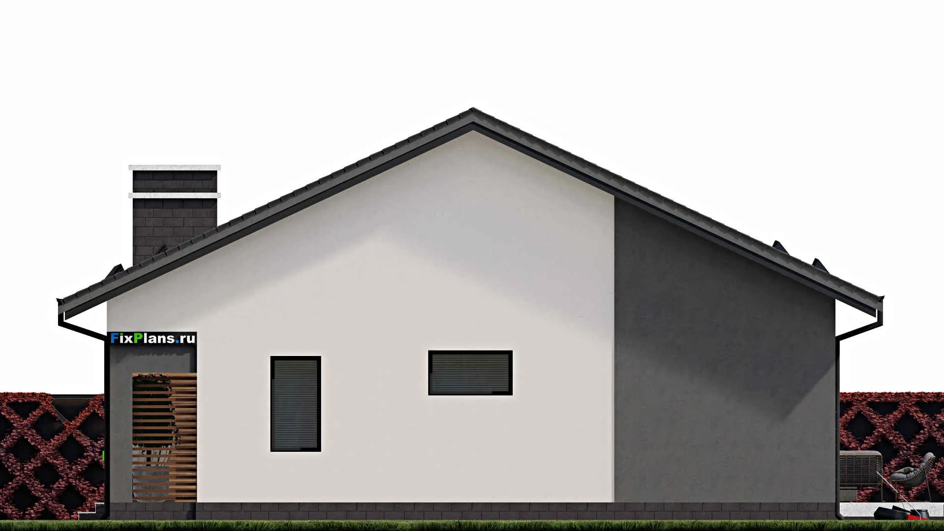 F-0134 - Проект одноэтажного дома 13 на 17, площадью 200 м² с террасой и 4 спальнями