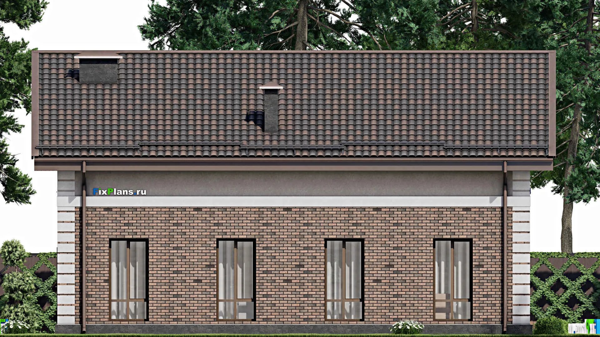 F-8207 - Планы дома с мансардой 12 на 14, площадью 240 м² с террасой и 1 спальнями