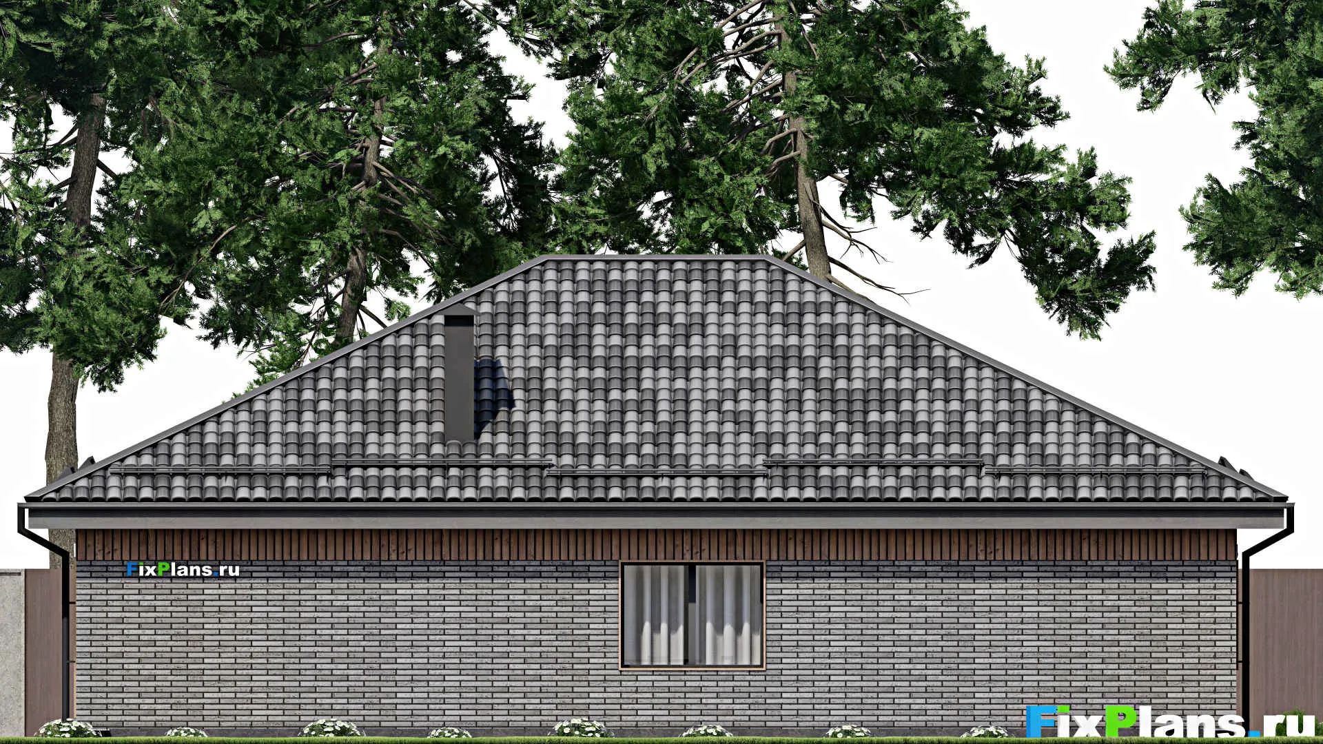 F-7694 - План одноэтажного дома 15 на 16, площадью 170 м² с террасой, баней и 3 спальнями