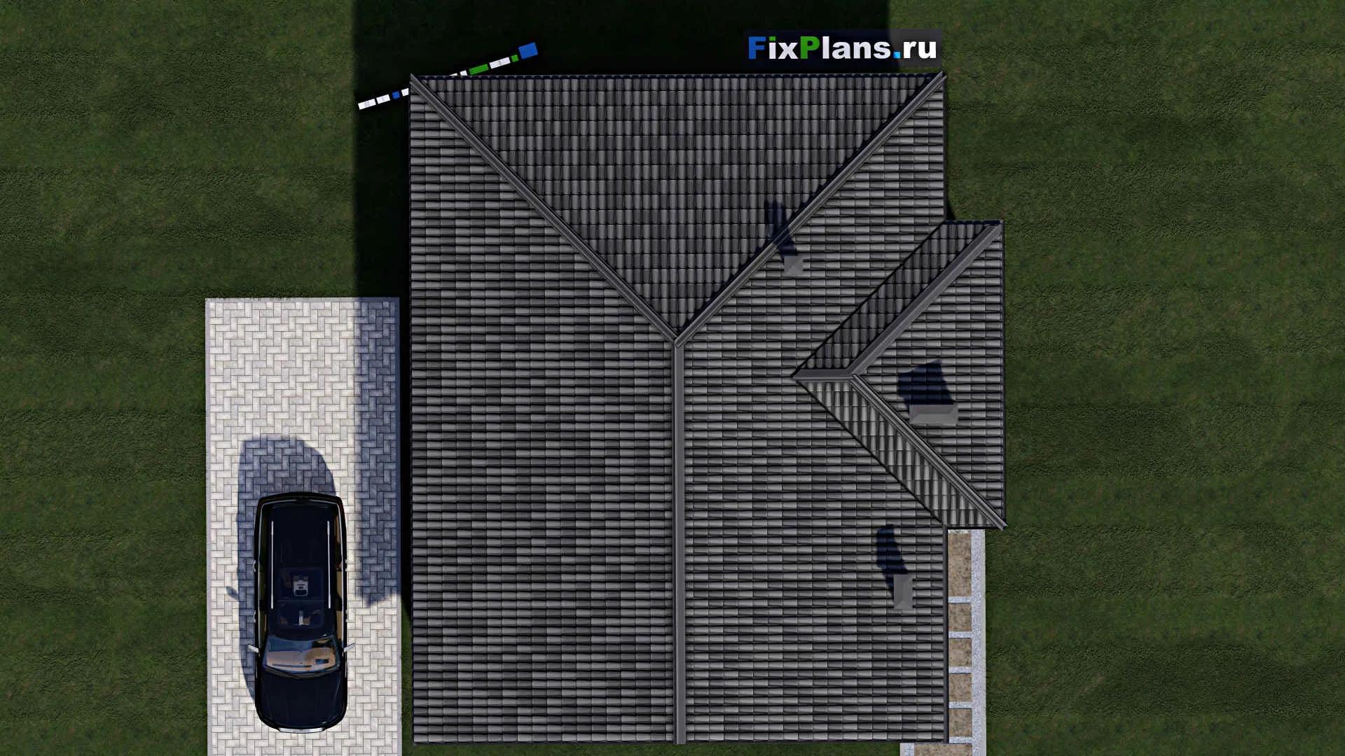 F-1277 - Проект одноэтажного дома 11 на 12, площадью 120 м² с террасой и 3 спальнями