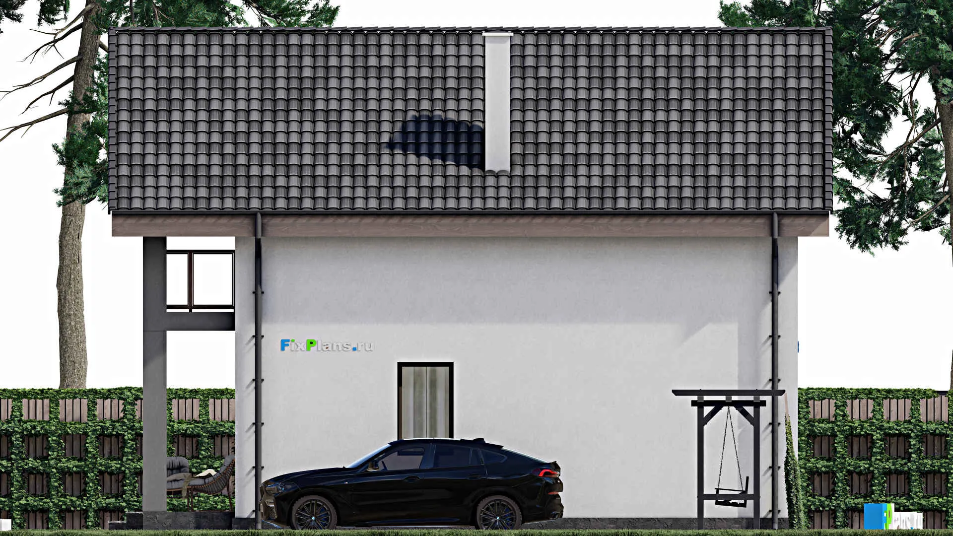 F-1340 - Планы дома с мансардой 9 на 10, площадью 140 м² с балконом и 3 спальнями