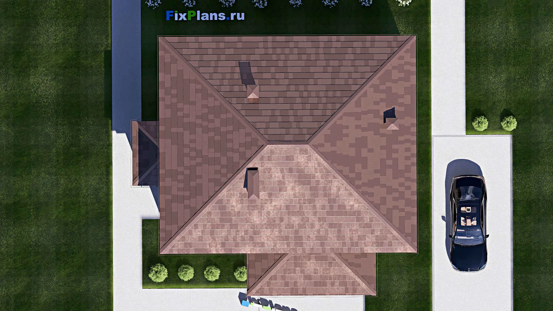 F-17675 - Планы двухэтажного дома 13 на 14, площадью 200 м² с террасой, балконом и 4 спальнями