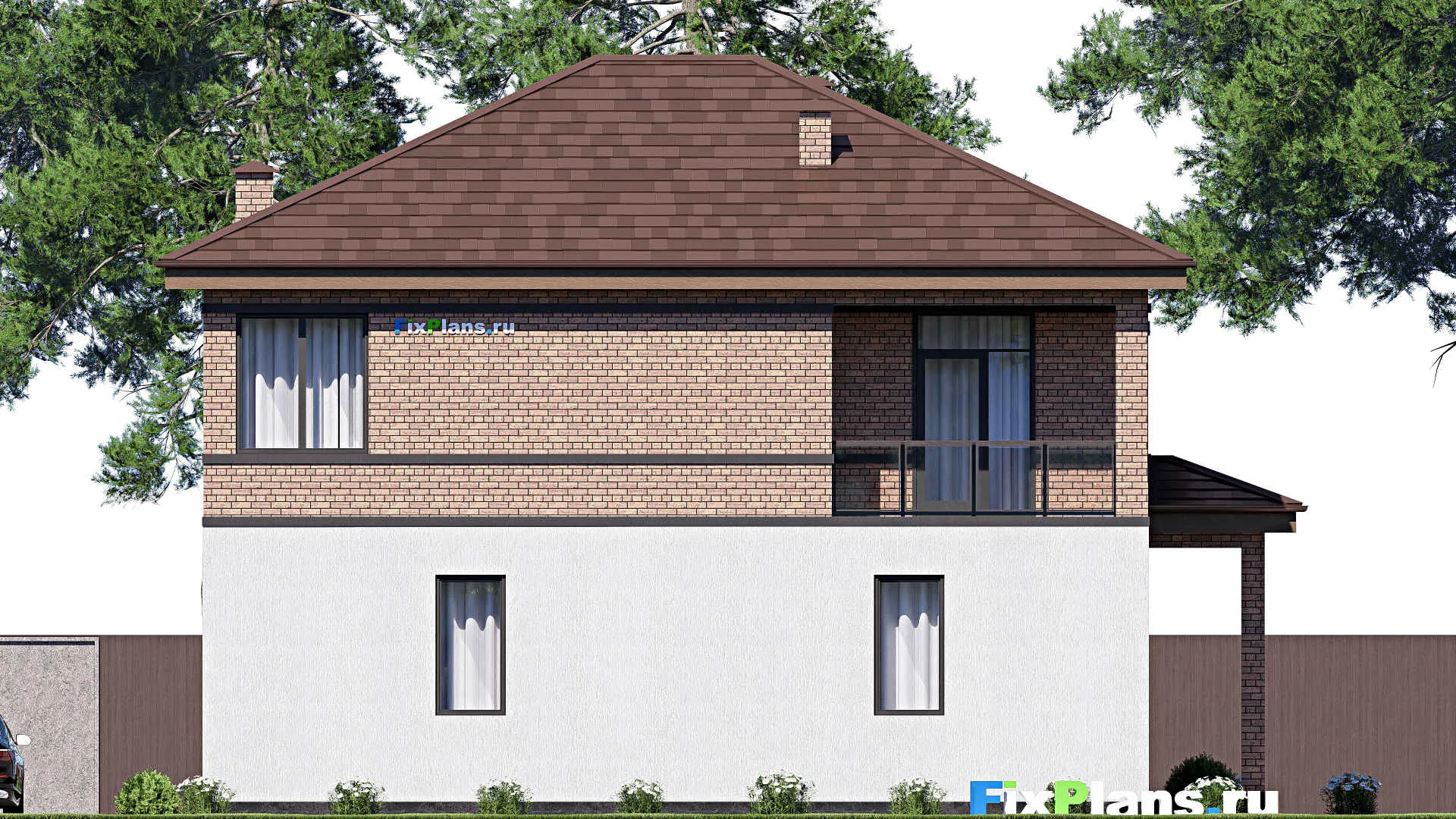 F-17675 - Планы двухэтажного дома 13 на 14, площадью 200 м² с террасой, балконом и 4 спальнями