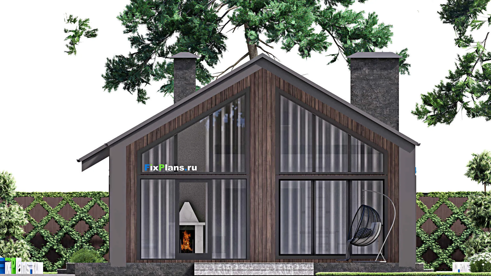 F-12968 - План одноэтажного дома 10 на 19, площадью 150 м² с террасой и 2 спальнями