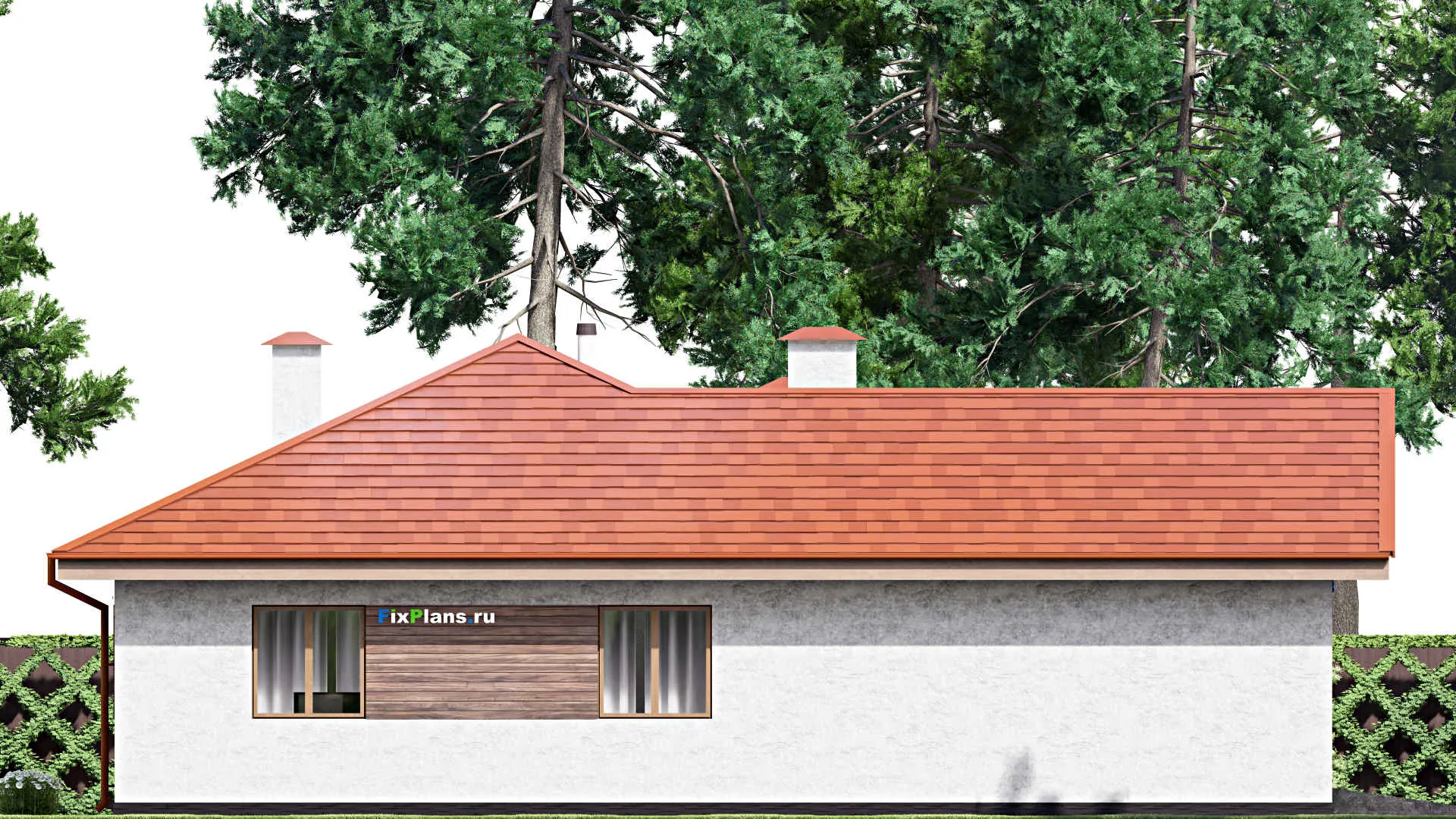 F-15263 - План одноэтажного дома 16 на 17, площадью 180 м² с гаражом на 2 машины и 3 спальнями