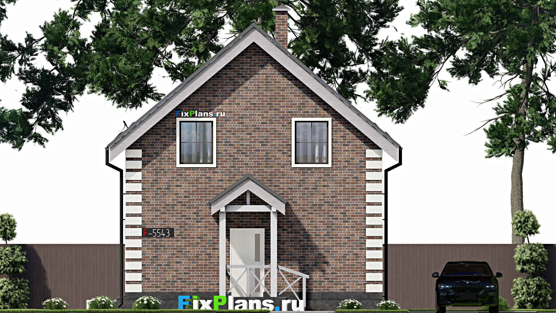 F-5543 - Проект дома с мансардой 8 на 8, площадью 100 м² с 3 спальнями