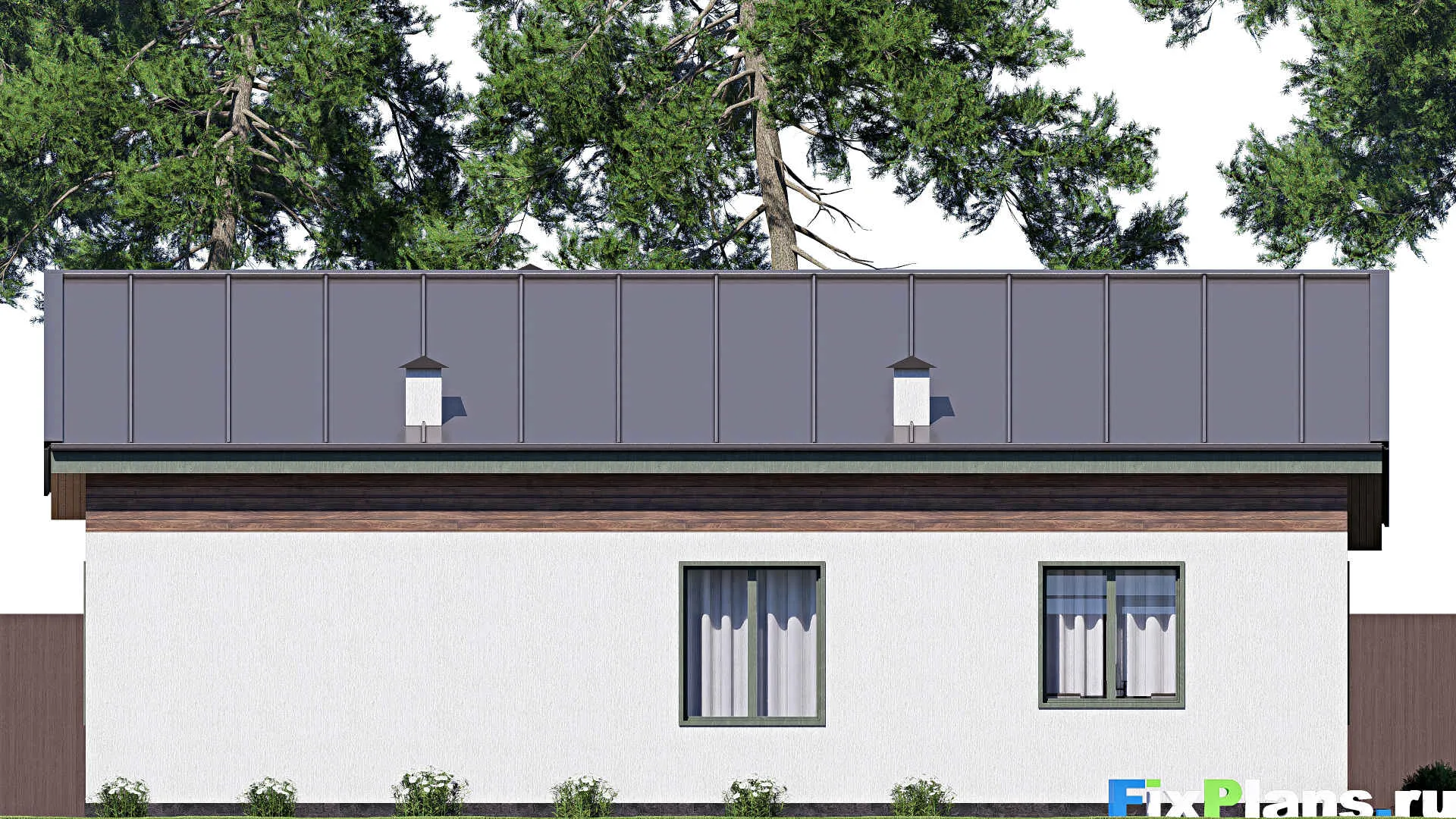 F-18503 - План одноэтажного дома 12 на 15, площадью 130 м² с террасой и 3 спальнями