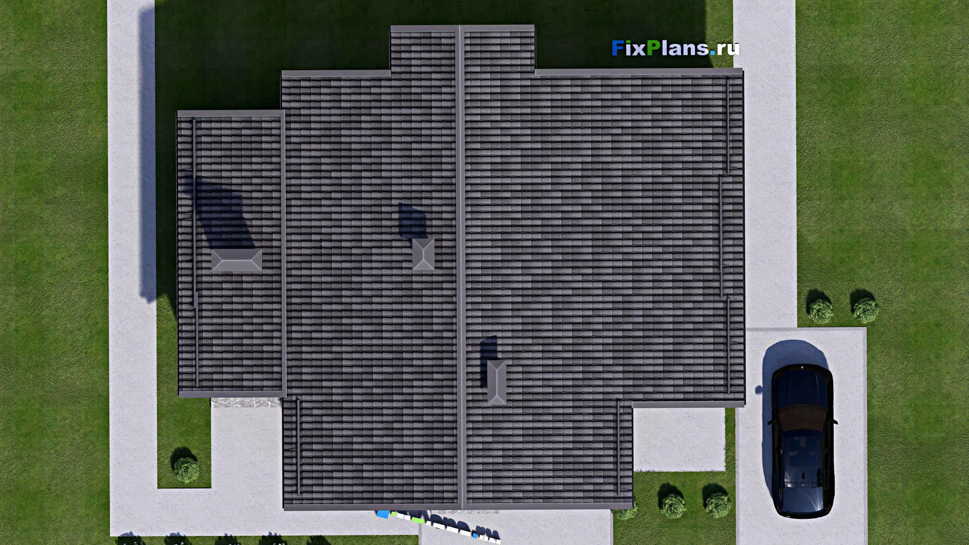 F-9800 - Планы дома с мансардой 14 на 17, площадью 220 м² с балконом и 4 спальнями