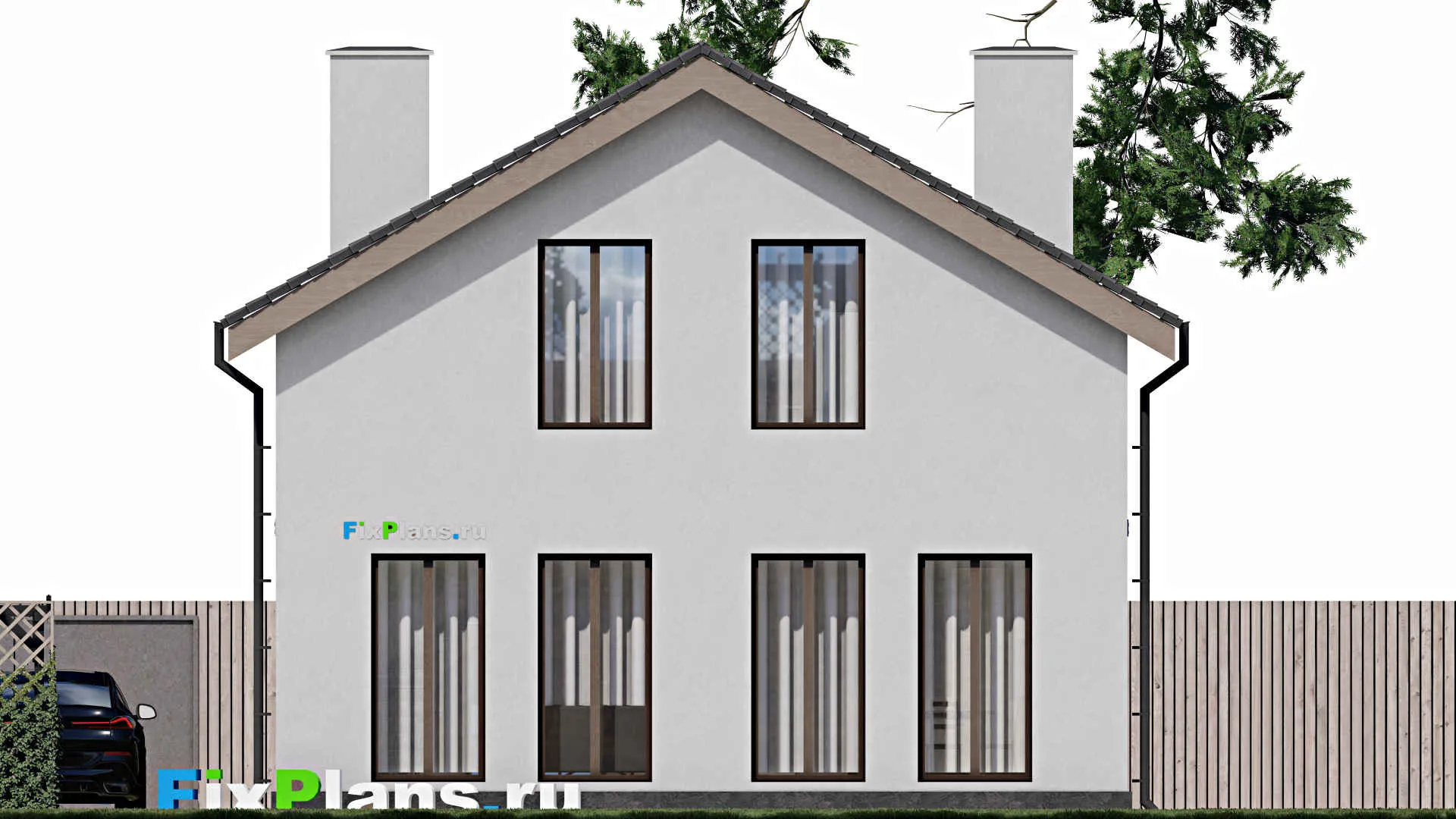 F-1340 - Планы дома с мансардой 9 на 10, площадью 140 м² с балконом и 3 спальнями