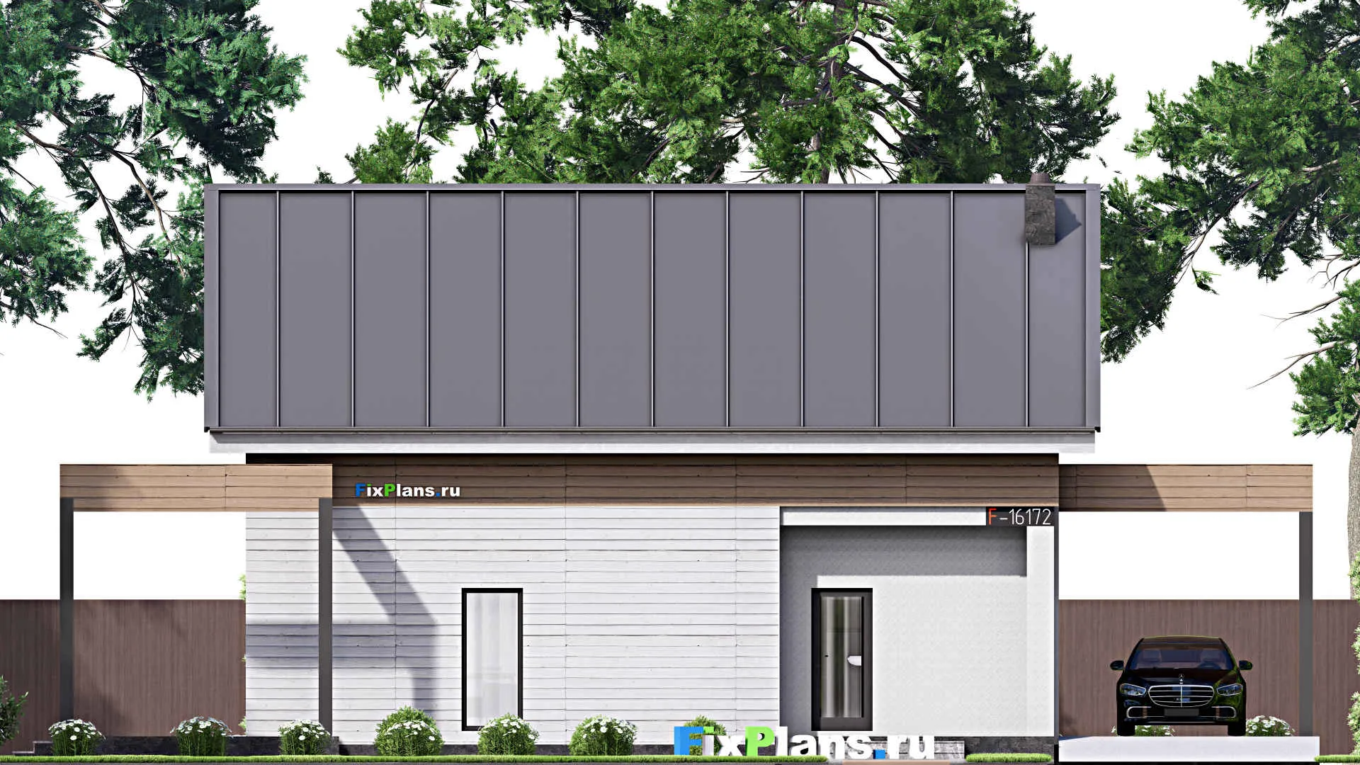 F-16172 - Проект дома с мансардой 11 на 19, площадью 220 м² с террасой и 3 спальнями