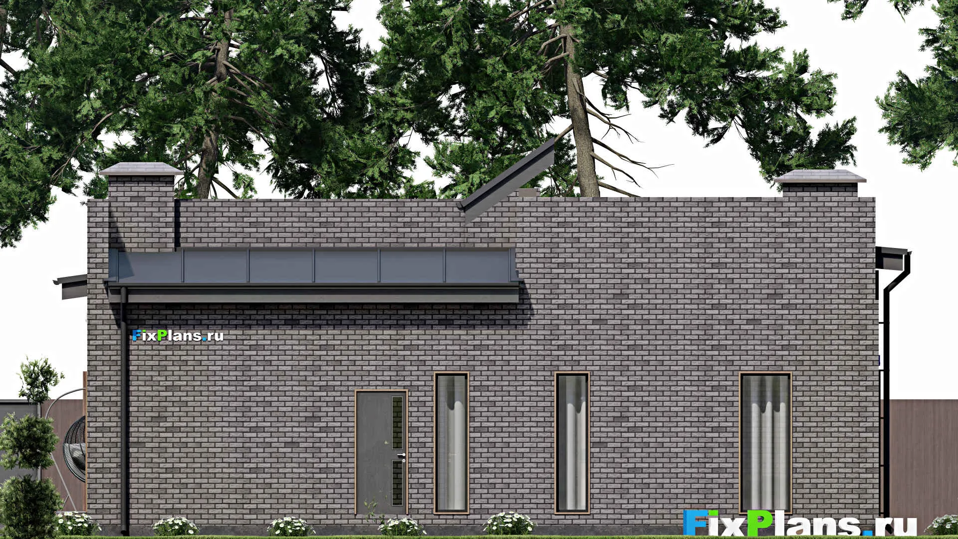 F-6695 - План одноэтажного дома 14 на 21, площадью 180 м² с террасой и 5 спальнями