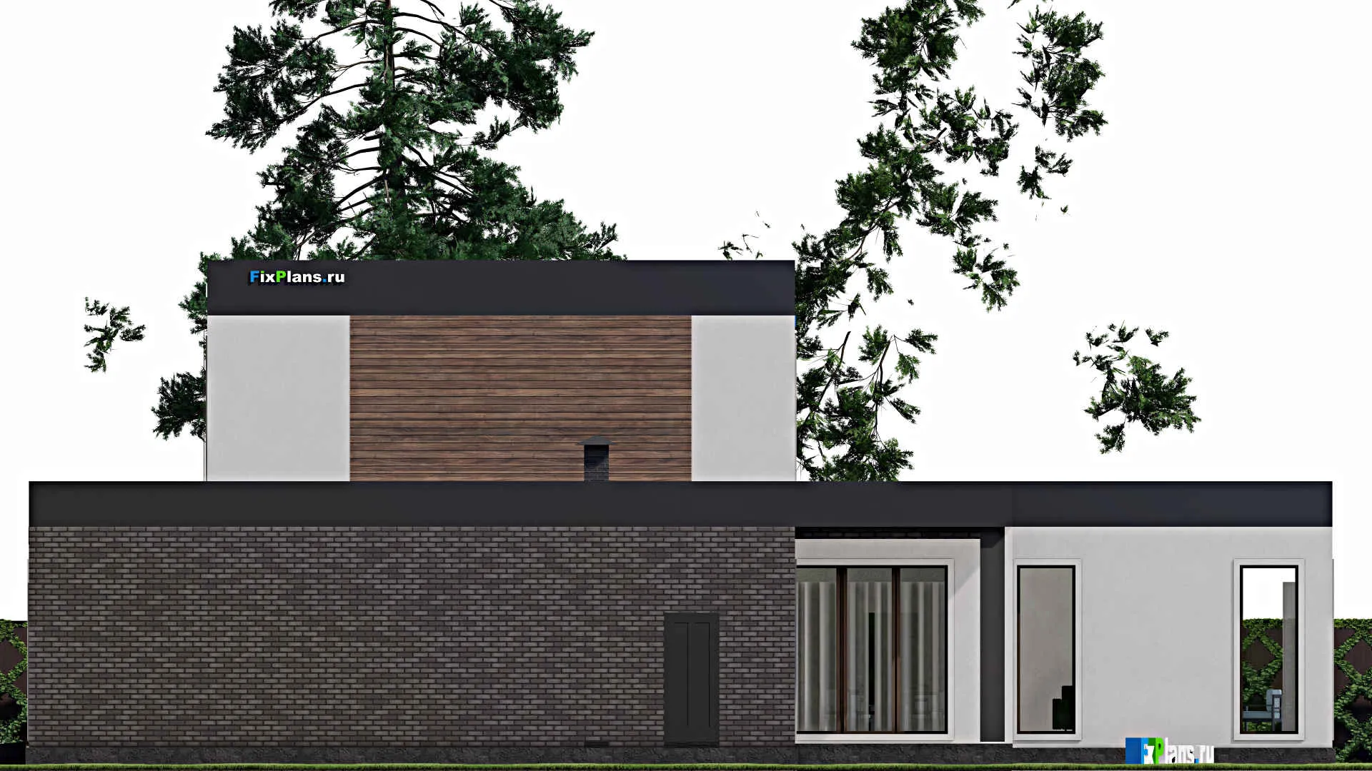 F-9296 - Проект двухэтажного дома 22 на 29, площадью 510 м² с террасой, баней, гаражом на 2 машины и 5 спальнями